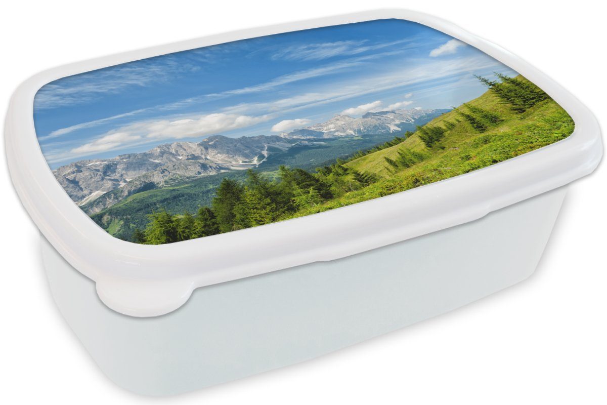 MuchoWow - Brotbox (2-tlg), Kinder Berge Erwachsene, Alpen für Jungs Lunchbox weiß - Kunststoff, Brotdose, und Gras, für und Mädchen