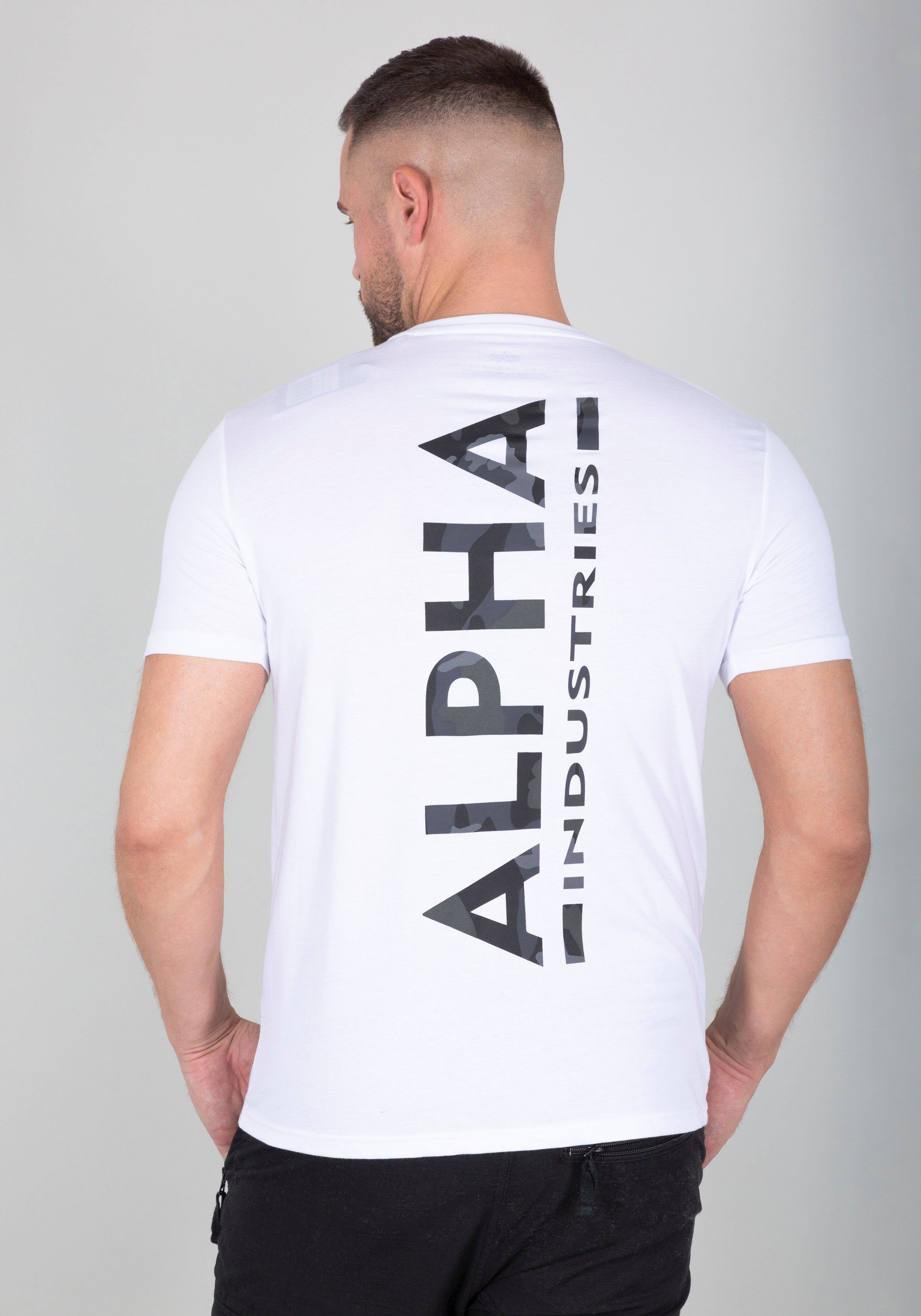 Tee Back Alpha Industries Rundhalsshirt white/black Print Camo