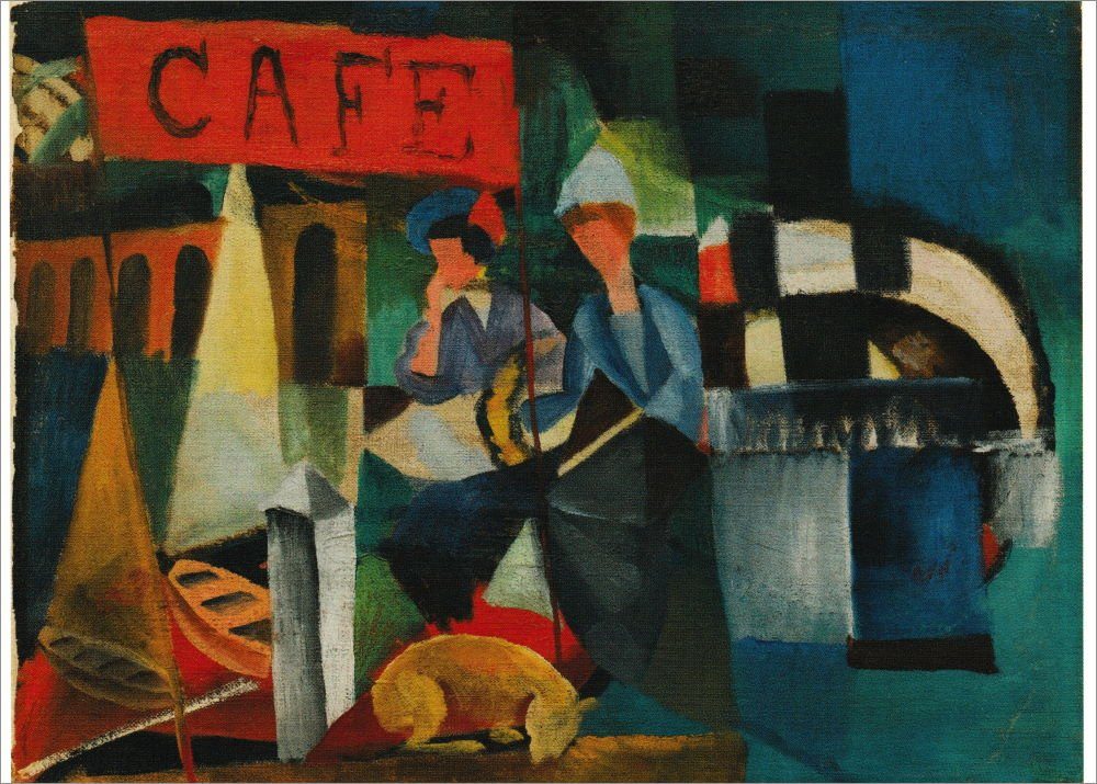 Postkarte Kunstkarte August Macke "Zwei Damen im Café"
