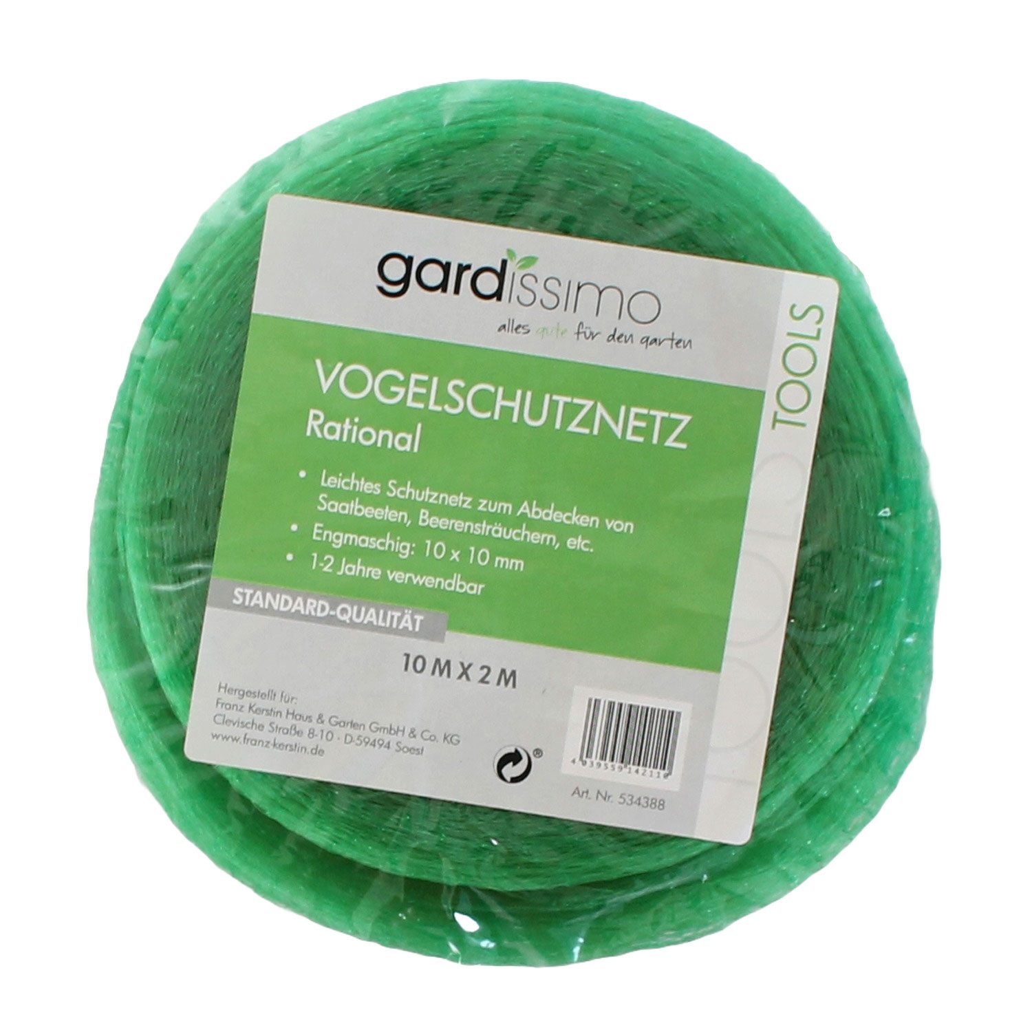 Fachhandel Plus Schutznetz Vogelschutznetz engmaschig fein 2 x 10 m Pflanzenschutznetz, BxL: 2x10 m, (1-St), ideal, um Laub und Schmutz fernzuhalten