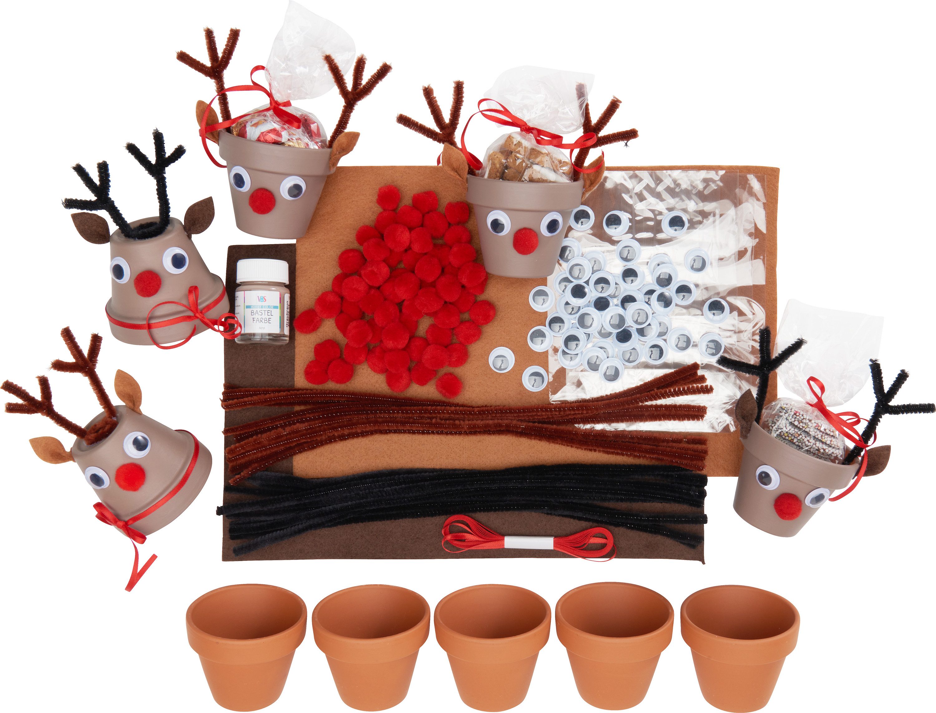 VBS Kreativset Tontopf Elche, 5 Stück günstig online kaufen