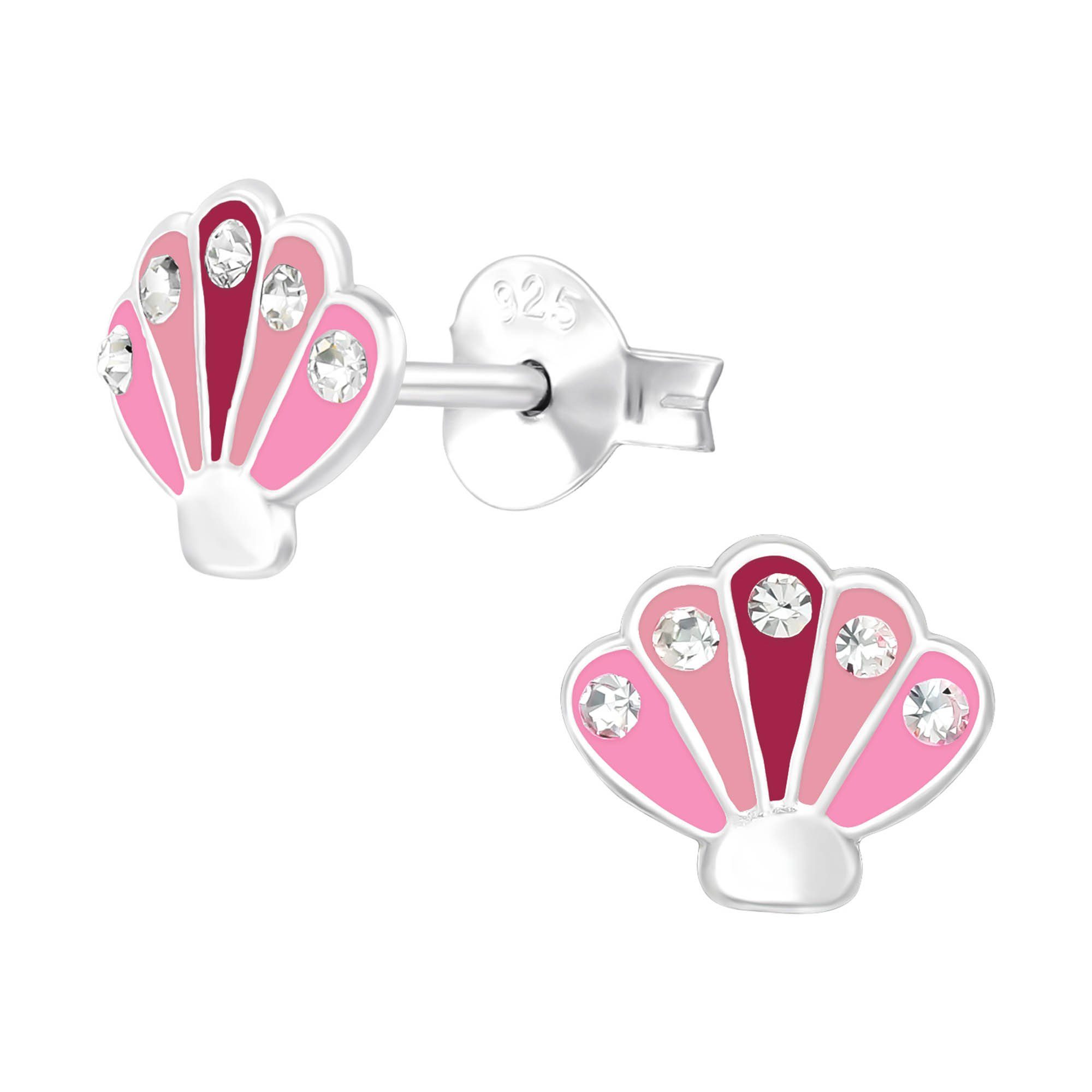 Paar Ohrstecker Kinder Ohrringe Muschel 925 Silber Mädchen