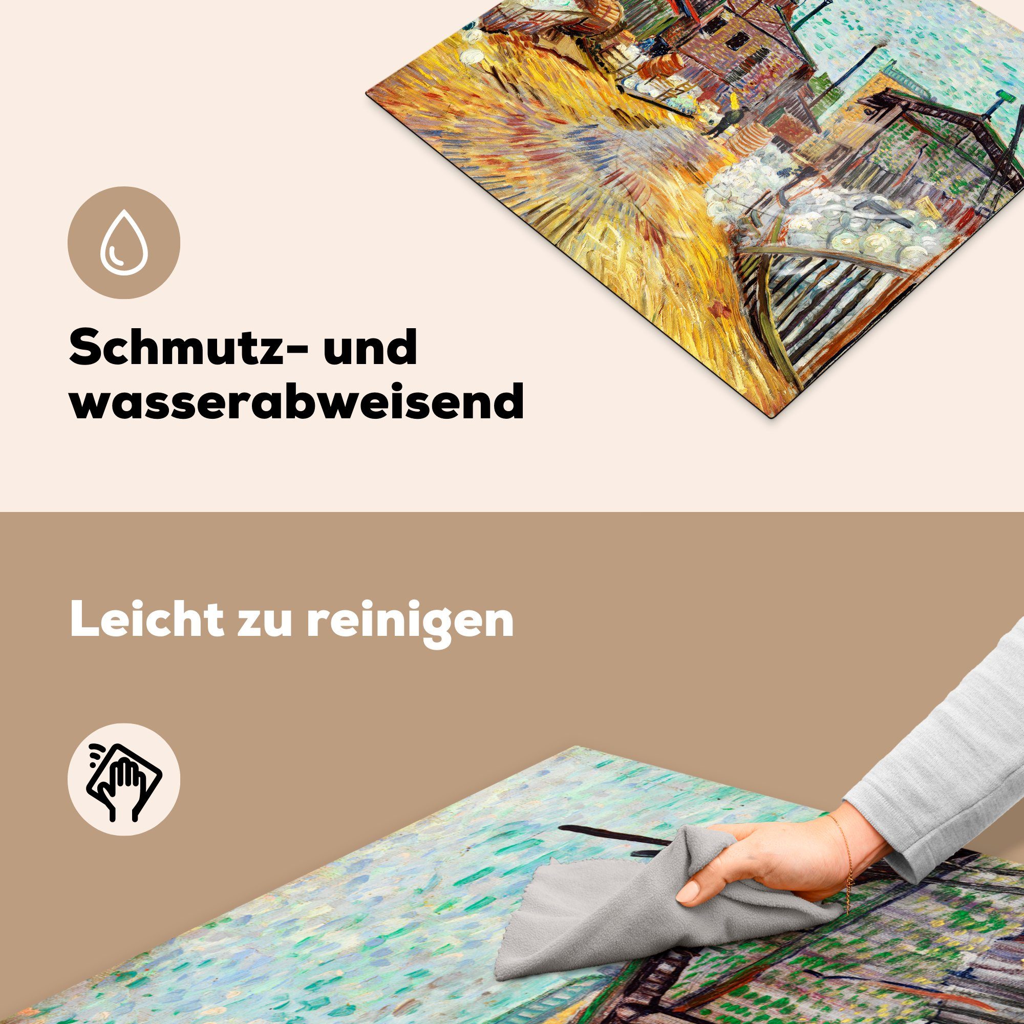 cm, küche, Herdblende-/Abdeckplatte in für die MuchoWow Fabrik tlg), Vinyl, (1 Die 59x52 Induktionsmatte - van Gogh, Asnieres Vincent Ceranfeldabdeckung