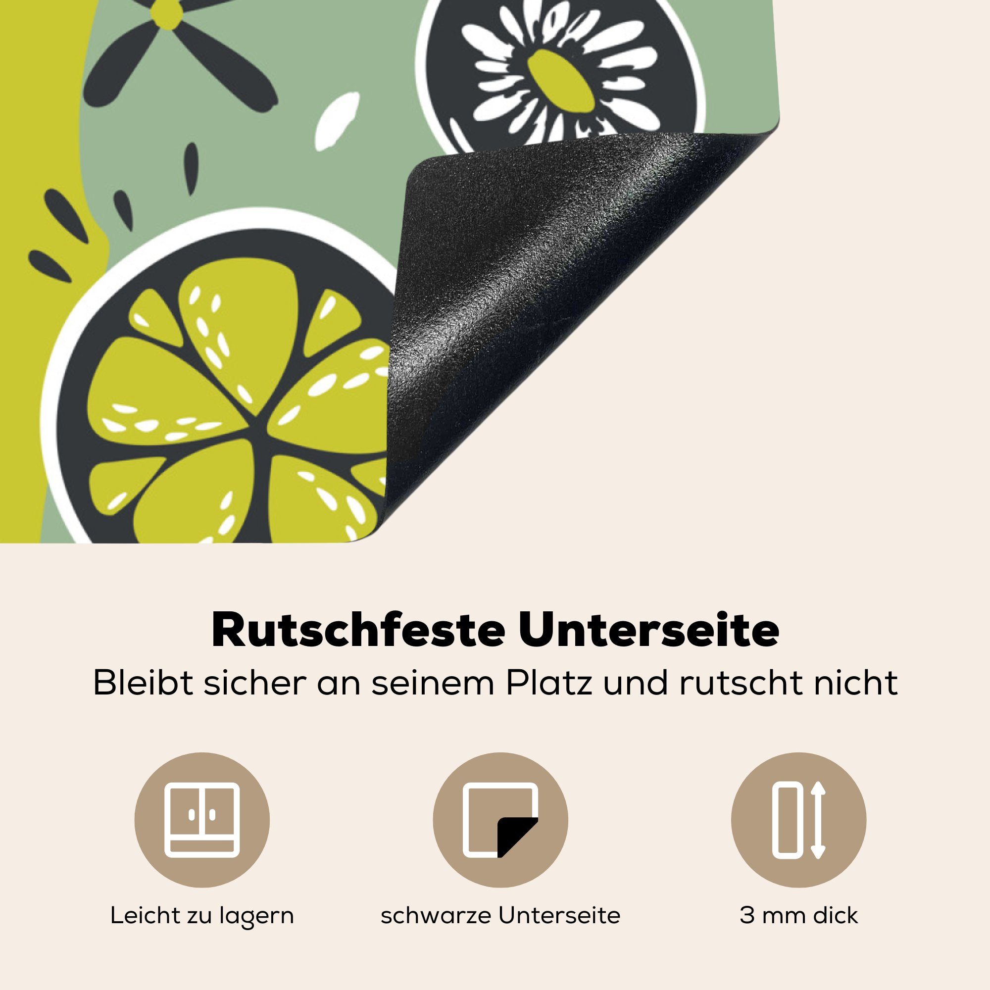 - Arbeitsplatte cm, (1 Blumen, MuchoWow küche Ceranfeldabdeckung, Herdblende-/Abdeckplatte für tlg), Obst 78x78 Vinyl, Sommer -