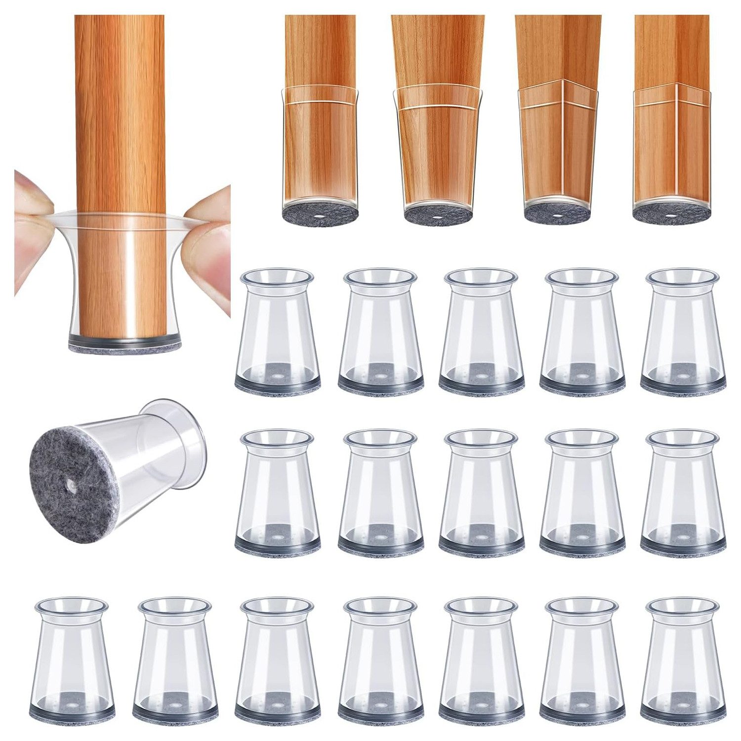 Venkuber Stuhlsocke 32 Stück Stuhlbein-Kappen, Silikon Schutzkappen mit Filz, (32 St), Stuhlbeinschoner, Kratzschutz für Boden