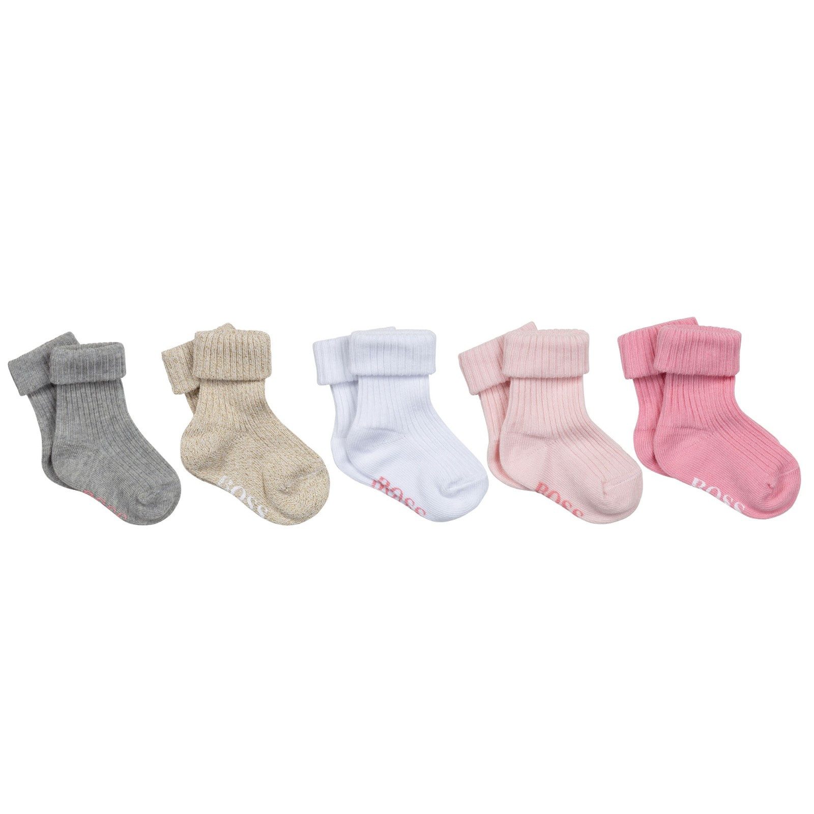 Boss Kidswear Socken Boss Kidswear Baby Söckchen 5er Set rosa tolles Geschenk Taufe Geburt