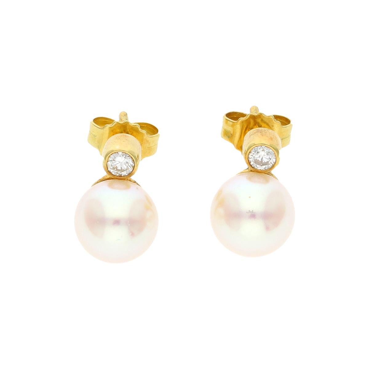 JuwelmaLux Ohrring-Set JuwelmaLux Perlenohrstecker mit Diamant 585 Gold JL22-06-0107