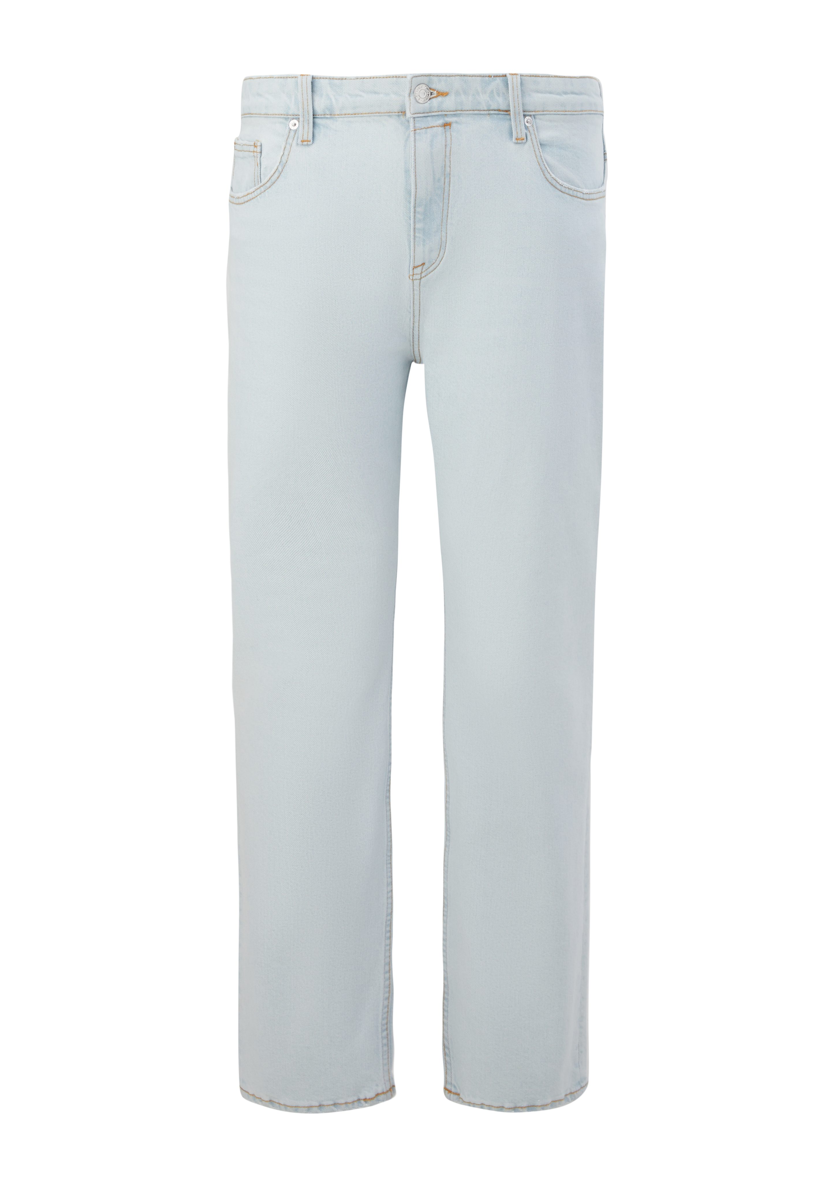 Fit Rise Kontrastnähte, Jeans Casby Waschung Relaxed s.Oliver / Mid Leder-Patch, Leg / Straight / hellblau Stoffhose