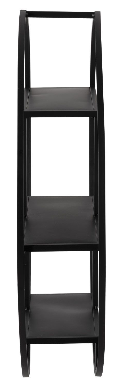 Home4You Wandregal, Ø 60 cm, Schwarz, Metall, mit 3 Ablagen