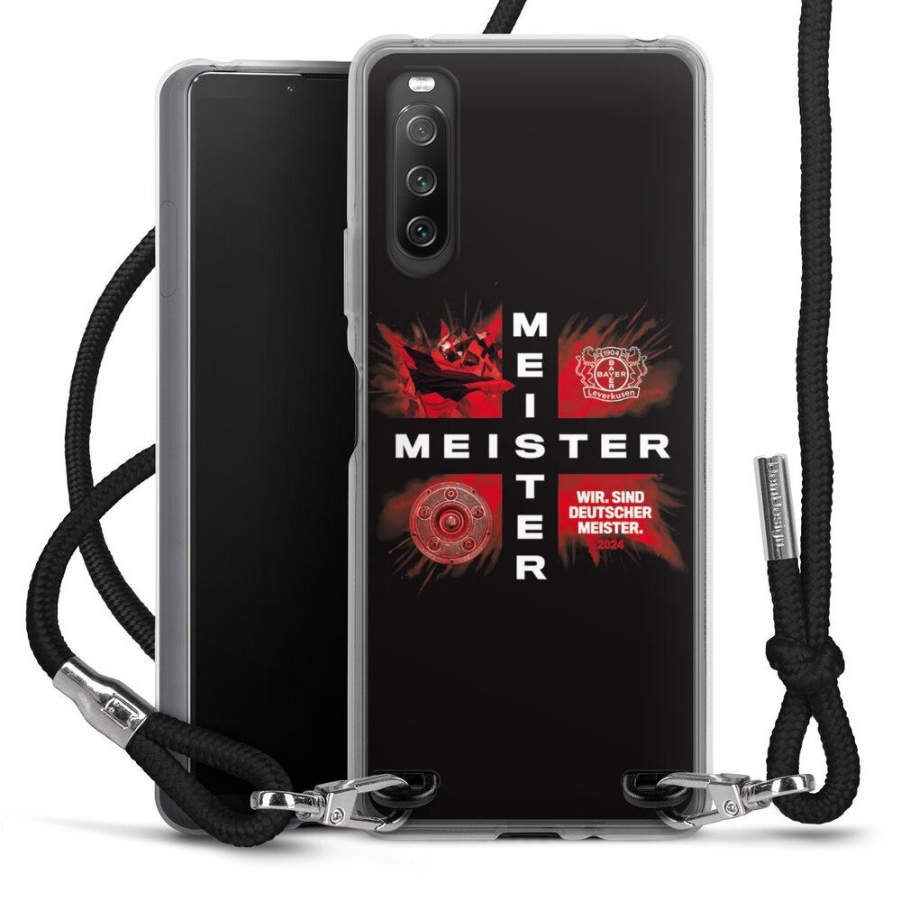 DeinDesign Handyhülle Bayer 04 Leverkusen Meister Offizielles Lizenzprodukt, Sony Xperia 10 IV Handykette Hülle mit Band Case zum Umhängen
