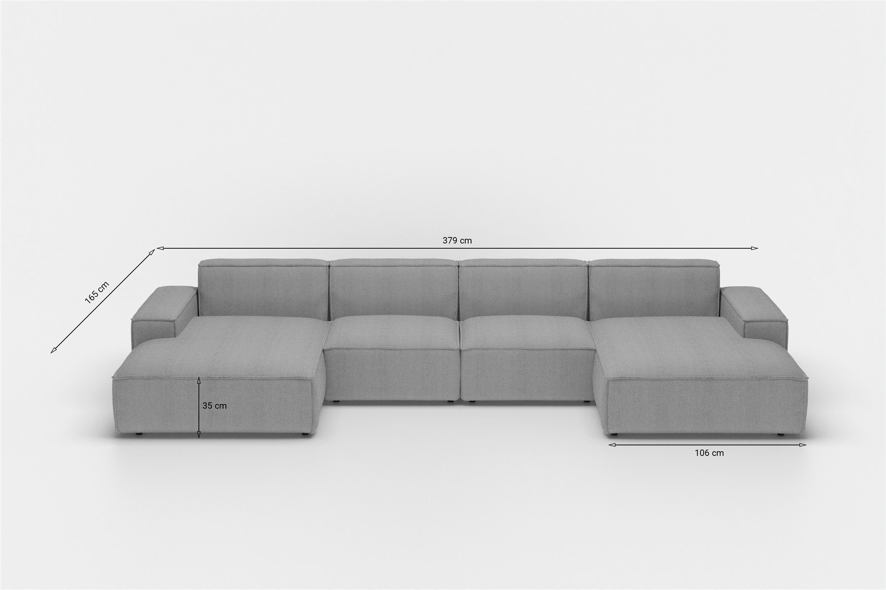 2 CELES Möbel U-Form PREMIUM, Inkl. 379 Breite cm, Zierkissen Wohnlandschaft Fun Wohnlandschaft