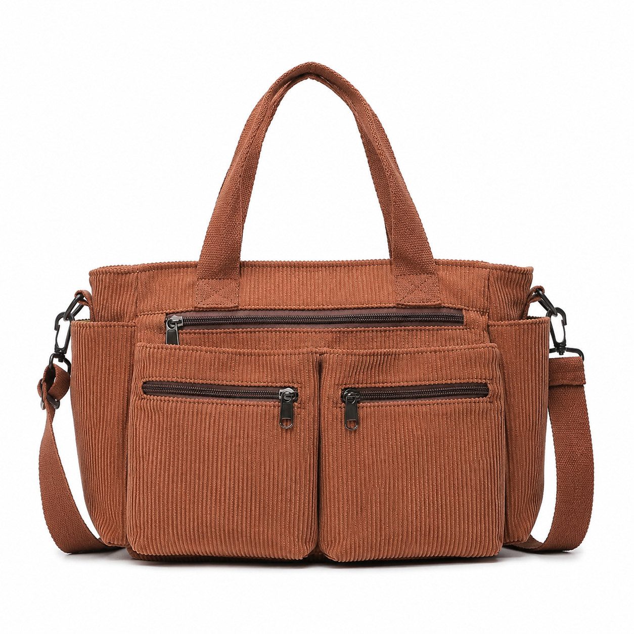 nsihing Schultertasche Cordtasche für Damen, große Tragetasche, Kuriertasche, mehrere Taschen, Handtasche für Arbeit, Schule, Reisen