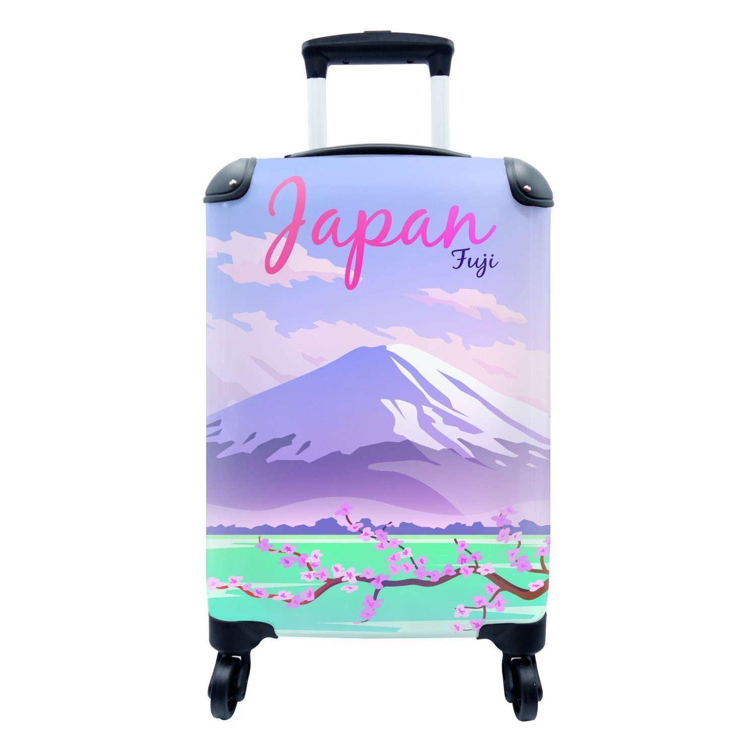 Reisekoffer Fuji Ferien, Handgepäck Trolley, Illustration Rollen, rollen, für in mit Reisetasche Handgepäckkoffer Japan, 4 Vulkans MuchoWow des