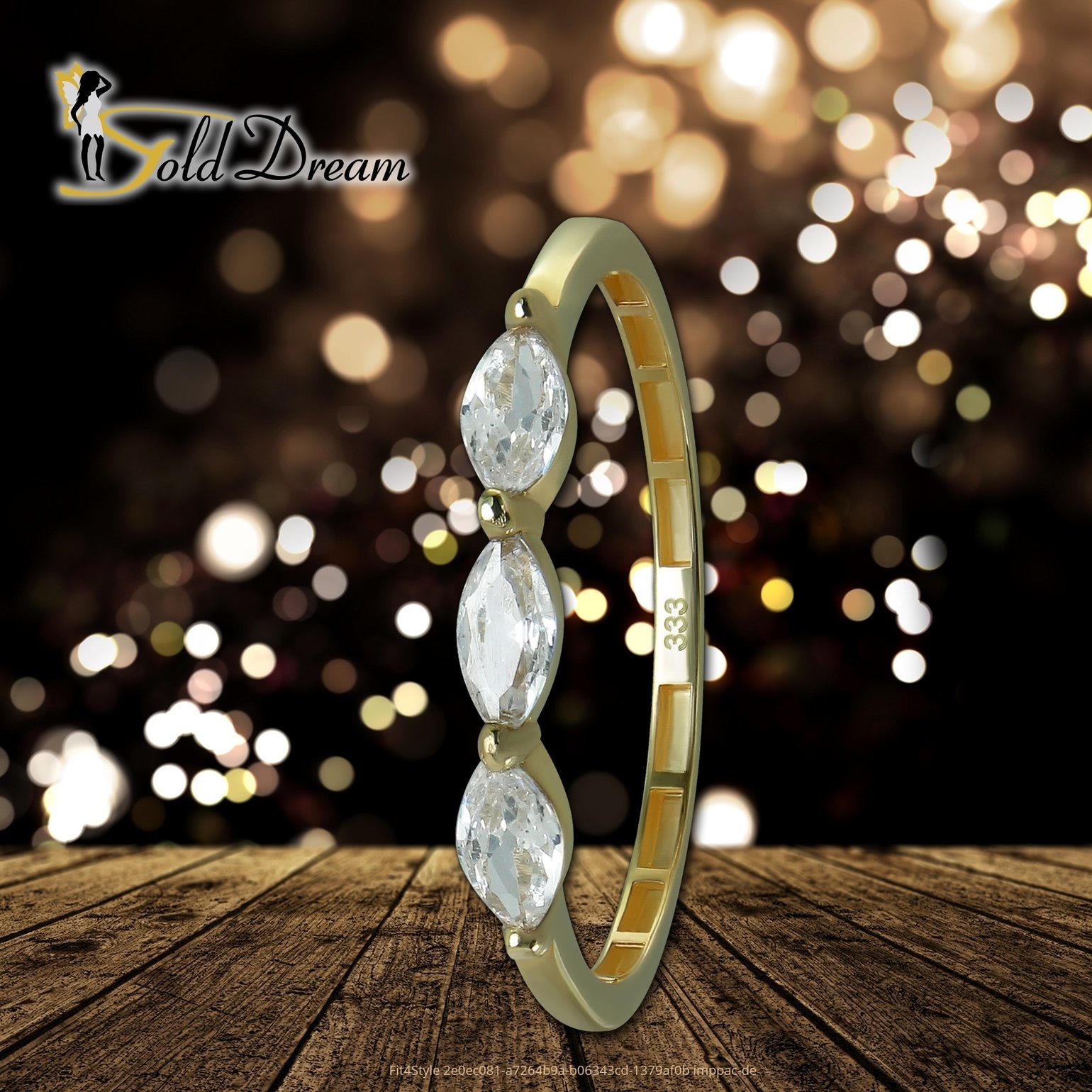 GoldDream Goldring GoldDream Ring Zirkonia - Farbe: Karat, Ring (Fingerring), Shine Damen Gelbgold Gr.60 8 weiß 333 Shine Gold gold
