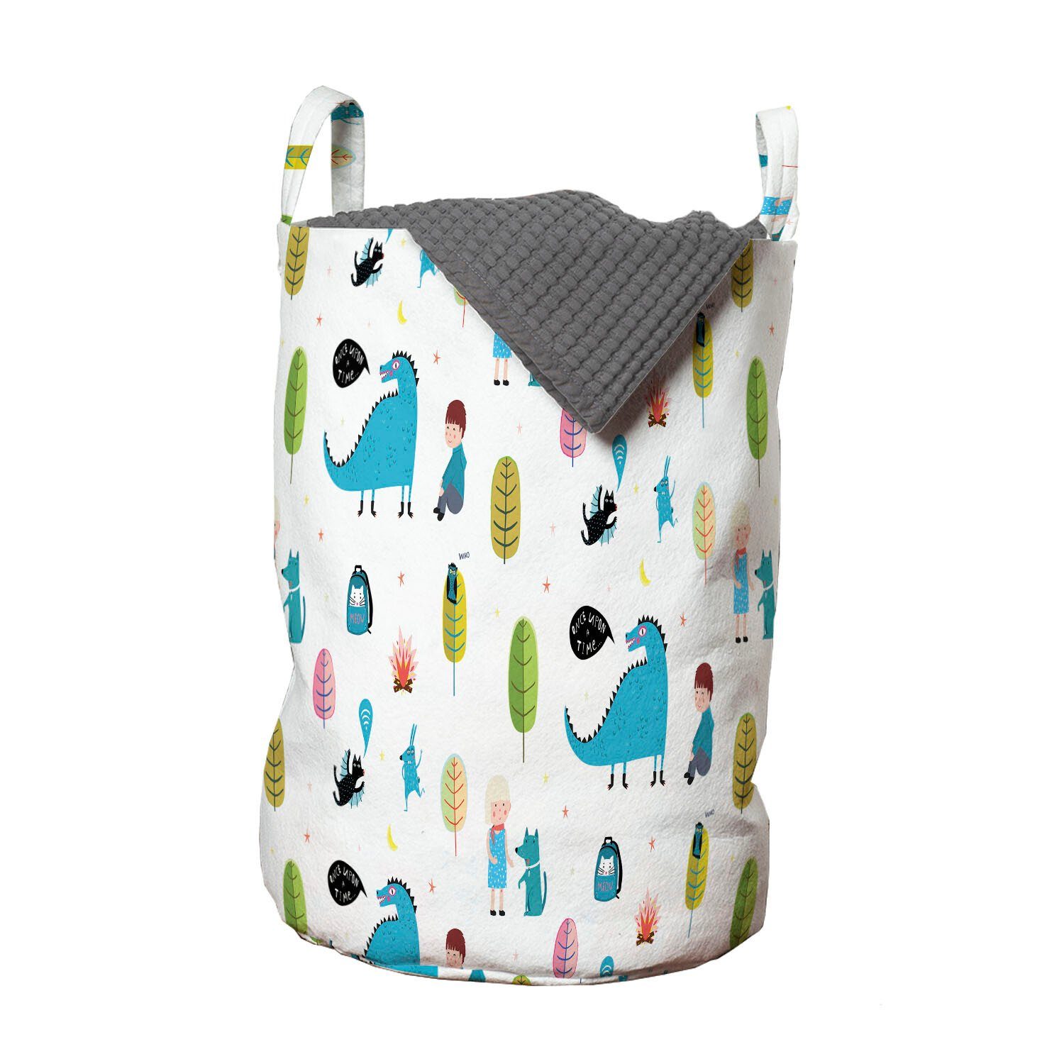Abakuhaus Wäschesäckchen Wäschekorb mit Griffen Kordelzugverschluss für Waschsalons, Drachen Junge und Mädchen Tier