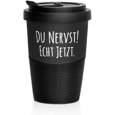 Pechkeks Coffee-to-go-Becher »Kaffee To Go Becher "Du Nervst!"«, 300 ml, matt schwarz, Kaffeebecher, Mehrwegbecher, Trinkbecker, Reisebecher, aus Porzellan