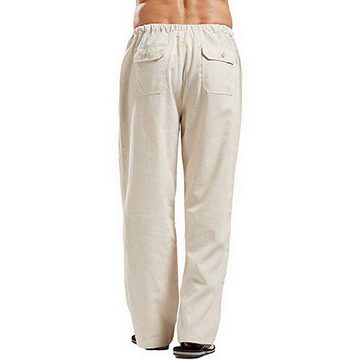 FIDDY Loungepants Herren-Leinenhose mit Kordelzug, Sommerhose, Strandshorts