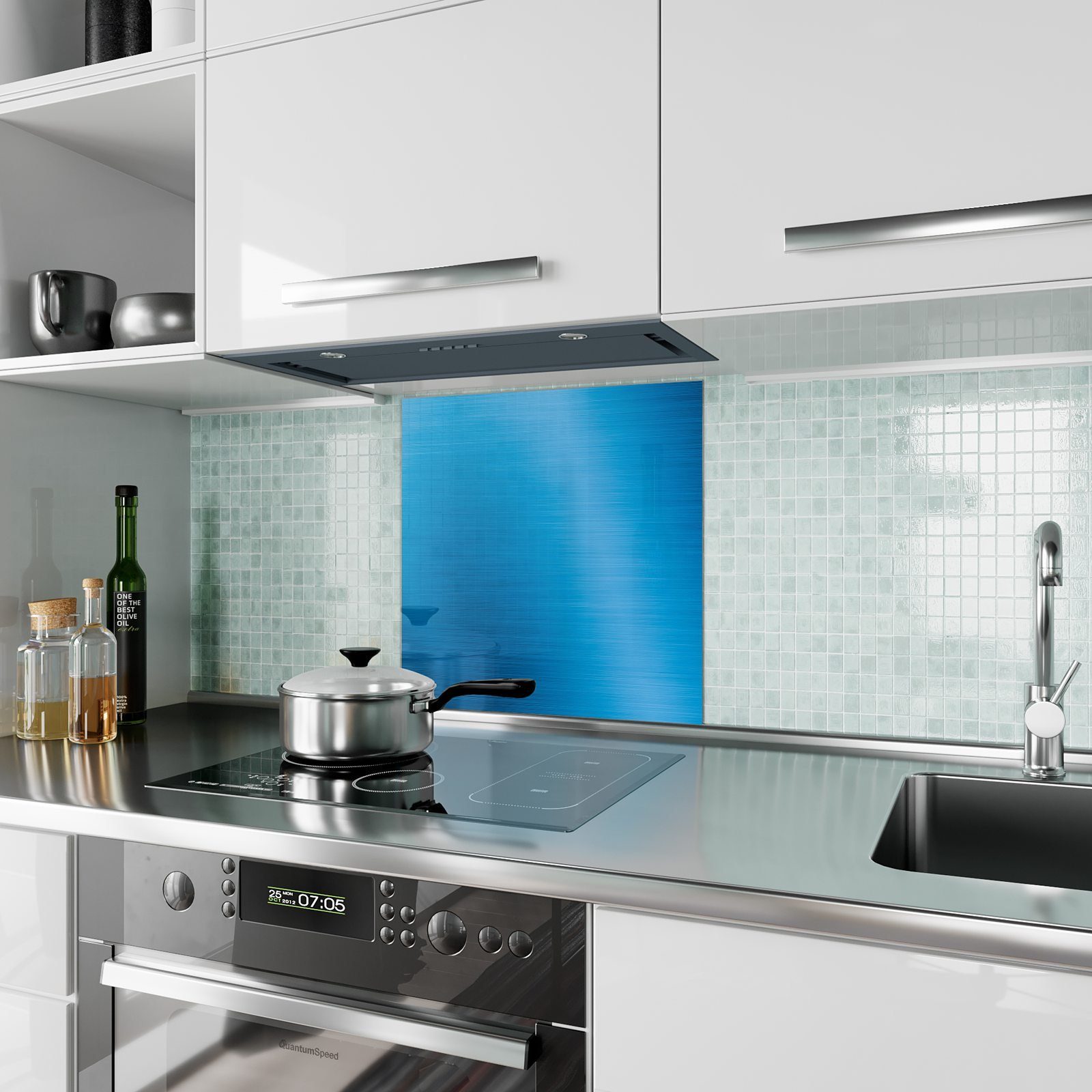 Primedeco Küchenrückwand Küchenrückwand Motiv farbig Glas Metallbeschaffenheit Spritzschutz mit