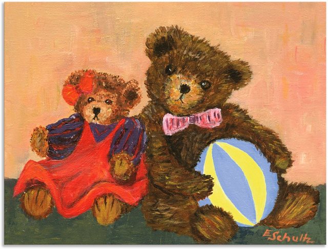 Artland Wandbild »Bären mit Ball«, Spielzeuge (1 Stück), in vielen Größen & Produktarten - Alubild / Outdoorbild für den Außenbereich, Leinwandbild, Poster, Wandaufkleber / Wandtattoo auch für Badezimmer geeignet-Otto