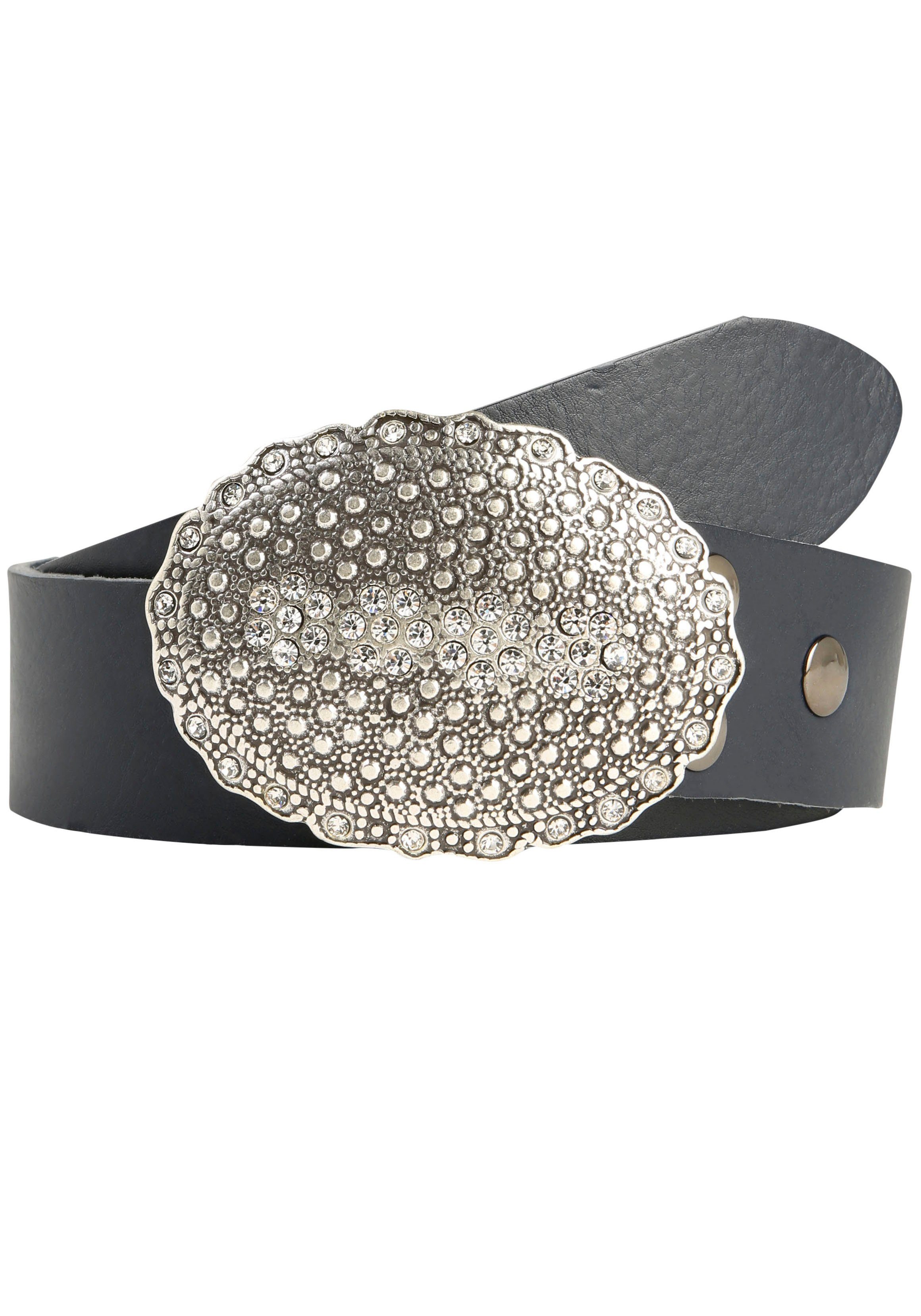 Rettungsring Gürtel Ledergürtel mit austauschbarer Schließe »Oval Nieten Mit Strass«