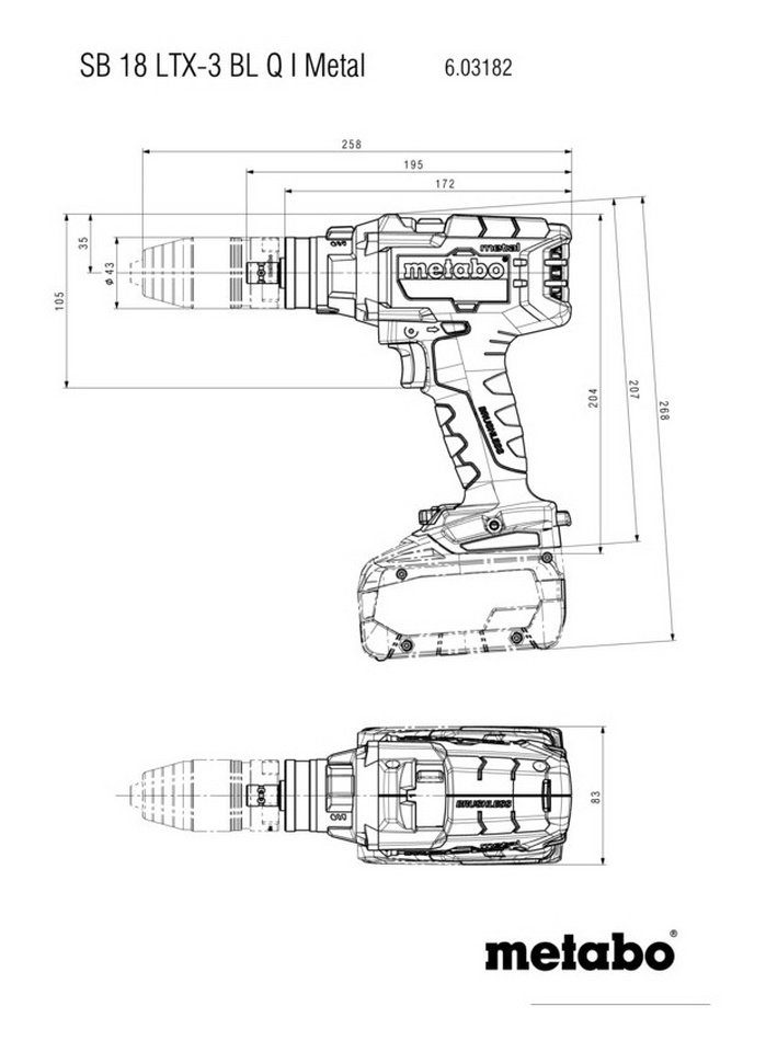 Akku Q metabo L I, Akku-Schlagbohrschrauber 18 SB Metal V, metaBox LTX-3 in BL Ohne 145 18