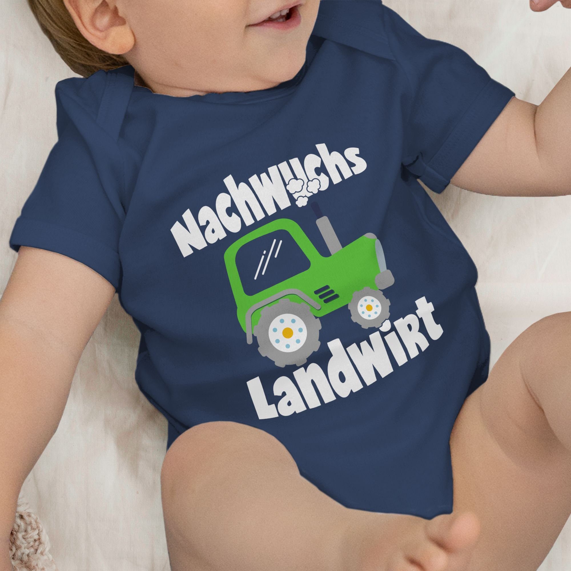 Baby 1 Navy Shirtbody weiß Landwirt Sprüche Blau Shirtracer Nachwuchs