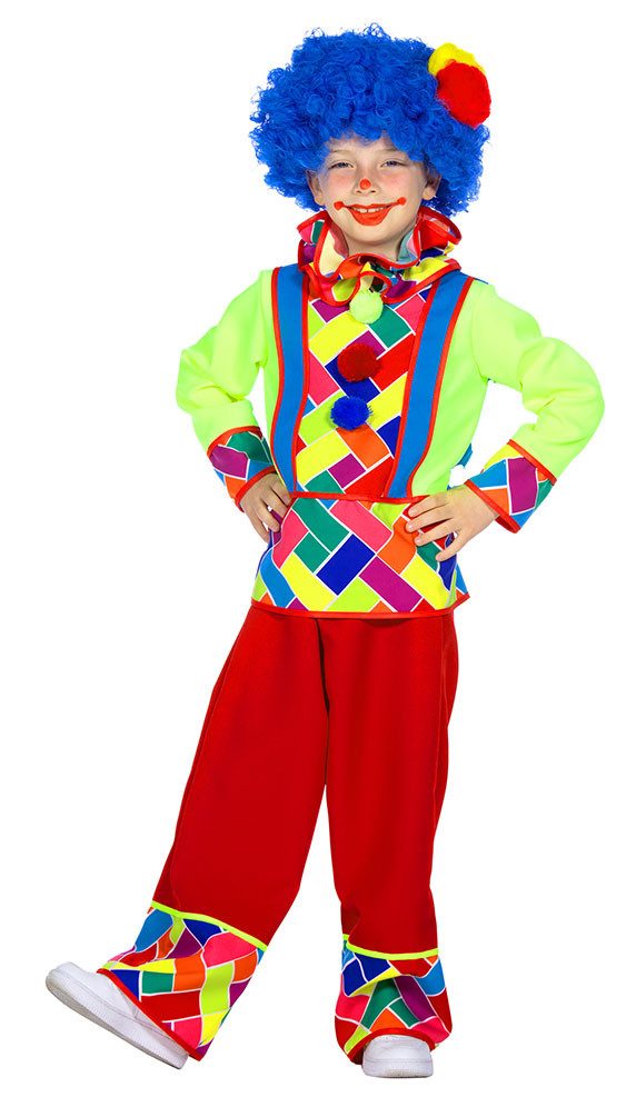 Clown-Kostüm Kinder kariertes buntes Clownkostüm mit Kragen