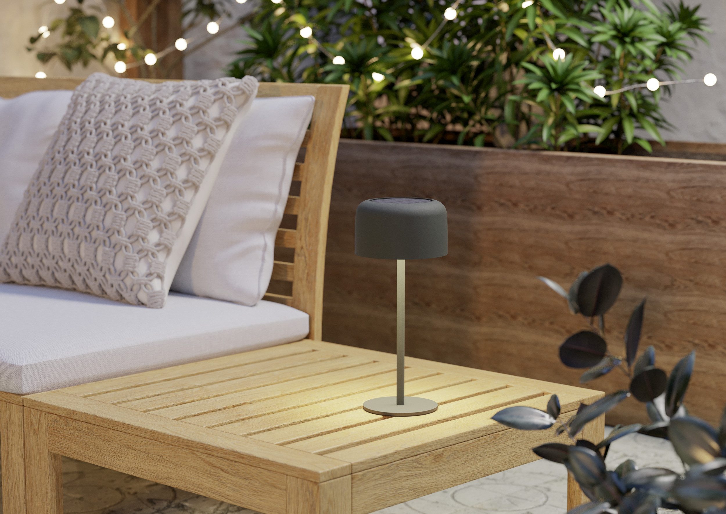 EGLO Tischleuchte ROCCANOVA Tischlampe - Stahl - SOLAR-LED - 2,8W - IP44, Dimmfunktion, USB-Anschluss mit Ladefunktion, mehrere Helligkeitsstufen, LED fest integriert, Warmweiß, Solarleuchte, Außentischleuchte, Akku, Leselampe, H30 x Ø13,5 cm