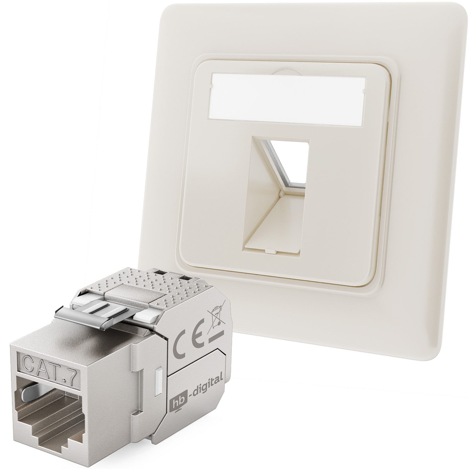 HB-DIGITAL Keystone Dose Netzwerkdose mit Keystone Modul CAT 7 RJ45 Unterputz Netzwerk-Adapter, Voll geschirmtes Zinkdruckgussgehäuse