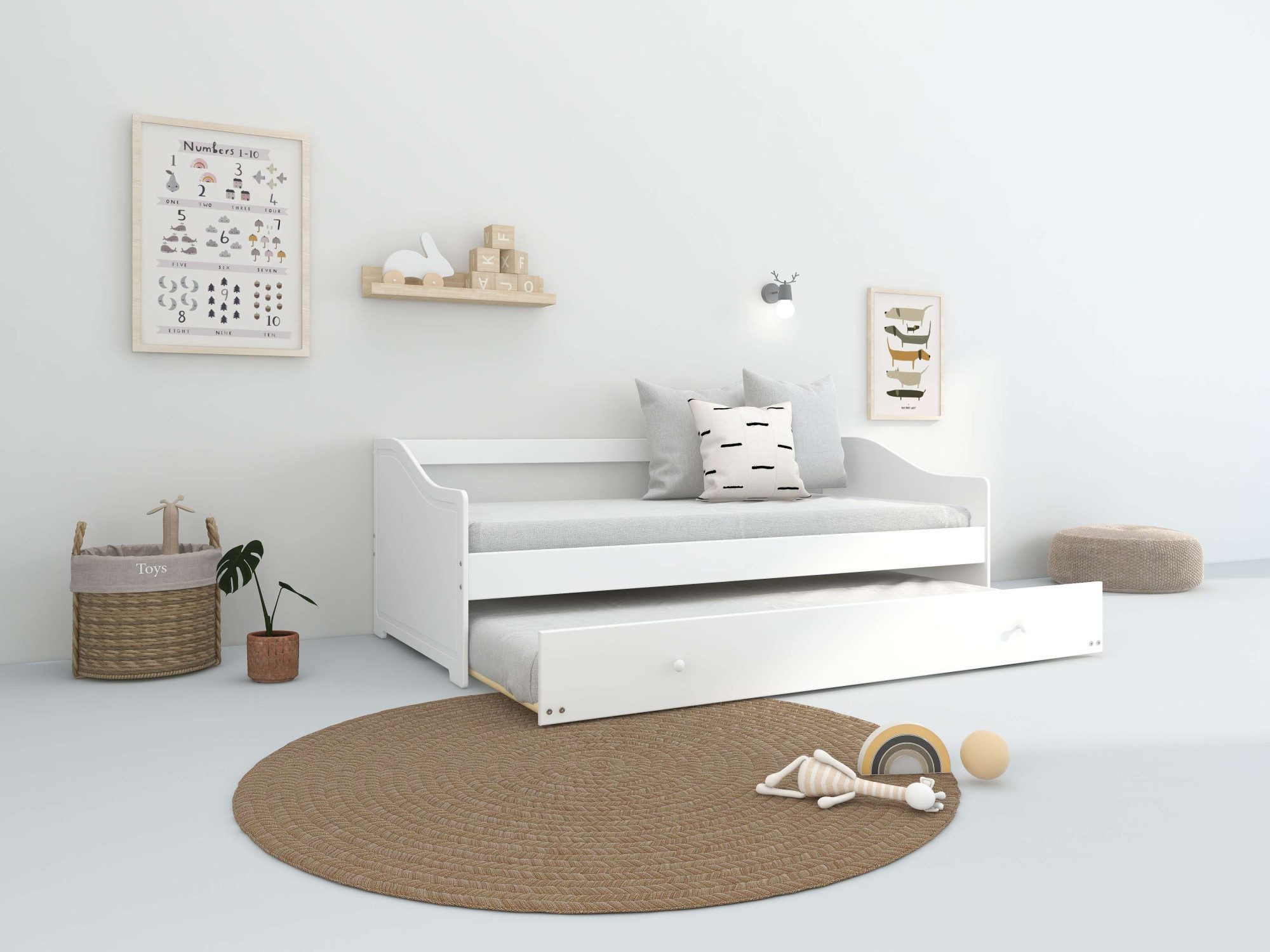Home affaire Daybett Arlo, inklusive 2 Matratzen + Lattenroste, Jugendbett, Gästebett, (Set, 5 tlg), 2 Schlafplätze, als Sofa nutzbar, Komplettbett