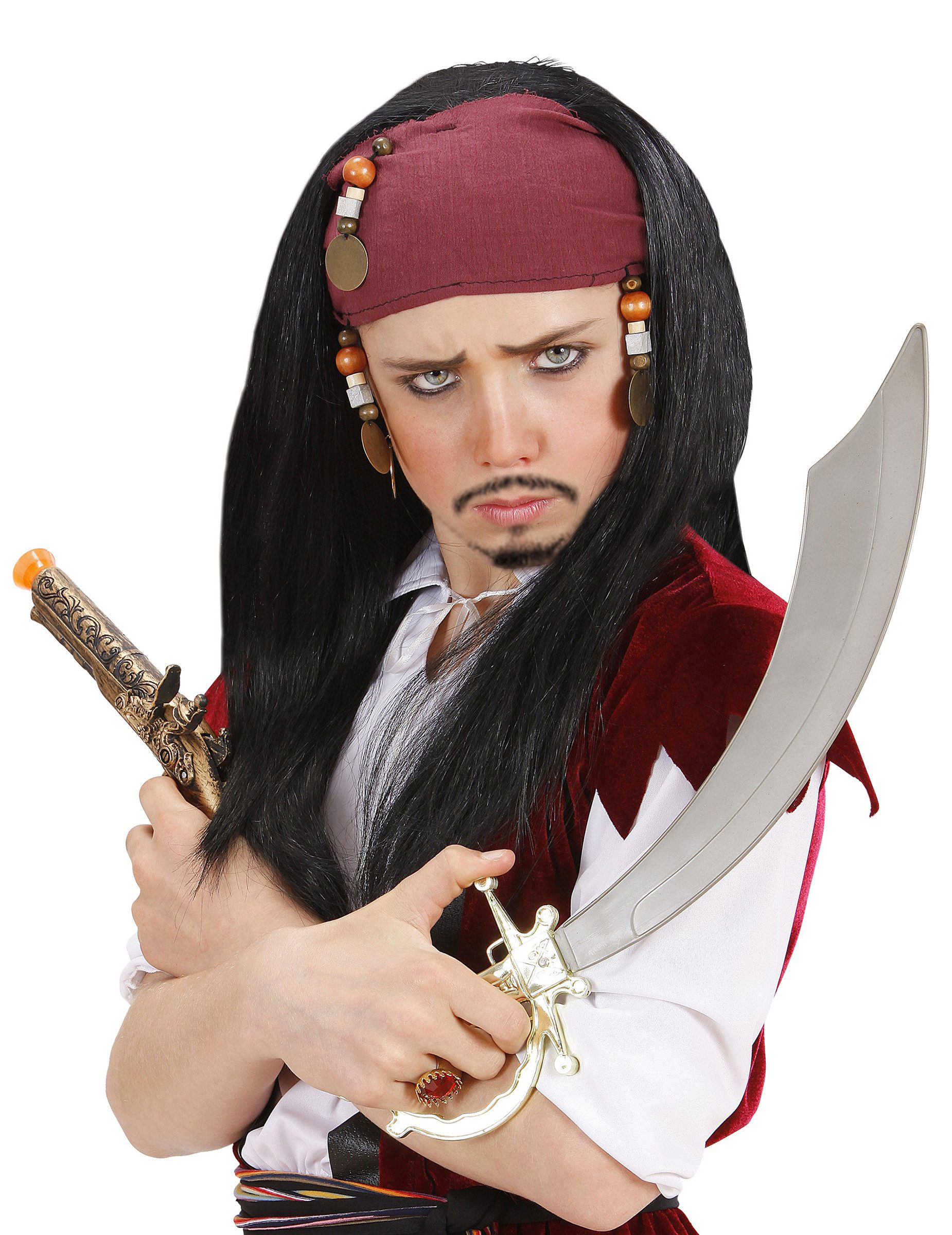 Kostüm Piraten-König Kinder-Perücke schwarz