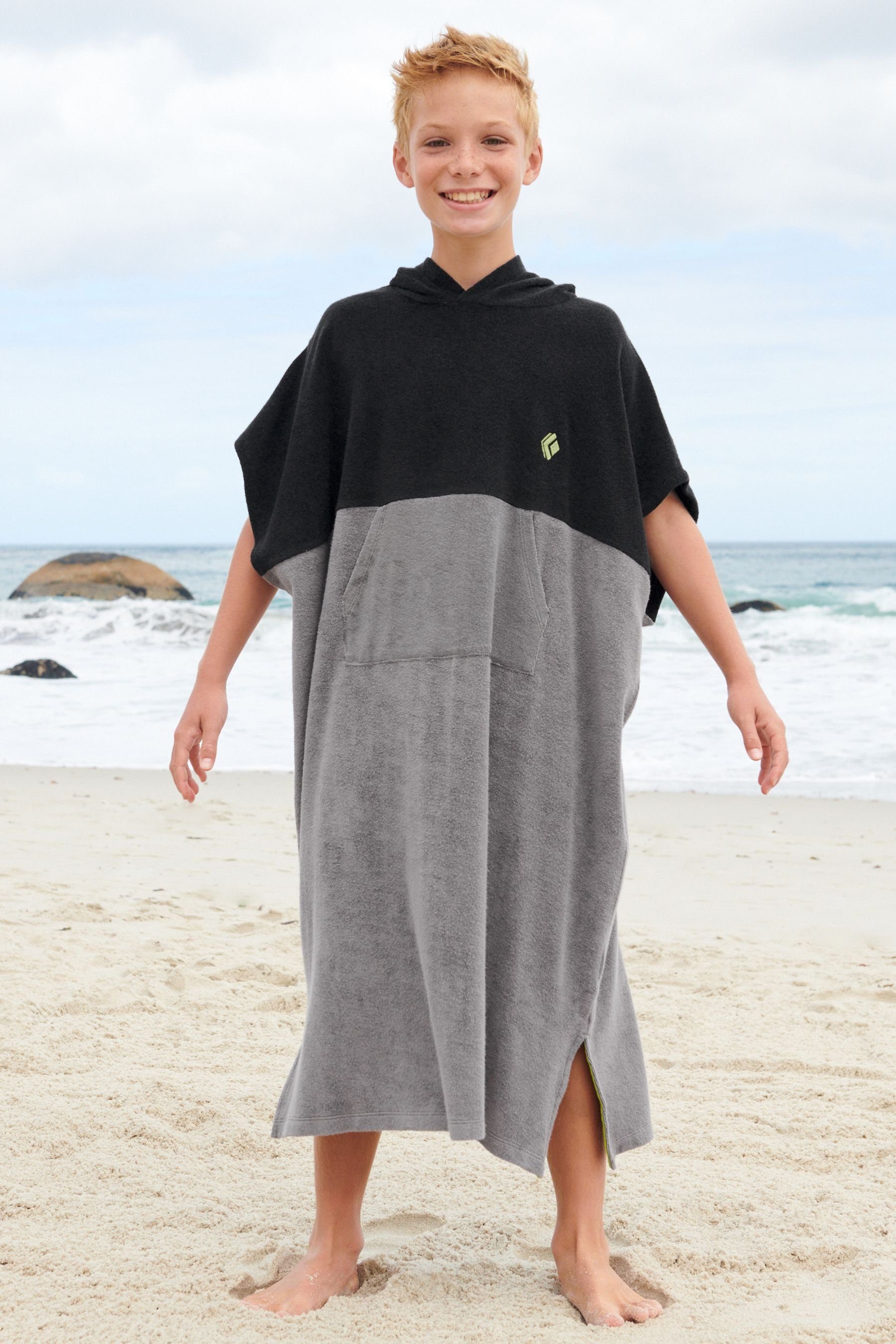 Colourblock Baumwolle Next Badeponcho Black Frottee-Überwurf,