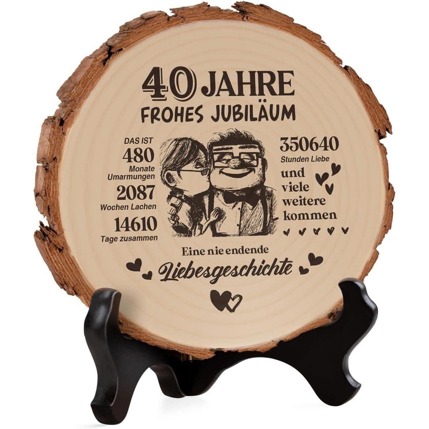 LuxusKollektion Wanddekoobjekt Holzplakette Rubinhochzeit 40 Hochzeitstag Geschenk 40th