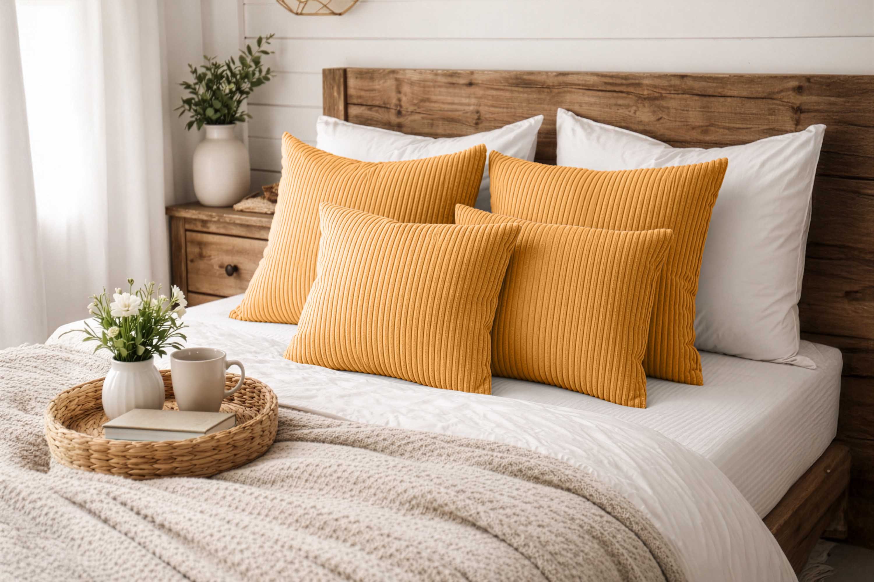 Amilian Dekokissen 4er Set mit Füllung - Sofakissen Set - 2x 45x45 cm + 2x 35x45 cm, (4 Stück) Zierkissen - Kuschelkissen - Couchkissen mit Kissenfüllung