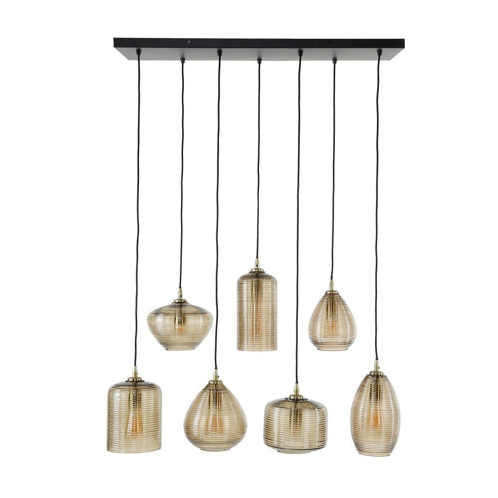 famlights Pendelleuchte famlights, Pendelleuchte Melis in Bernstein E27 7-flammig