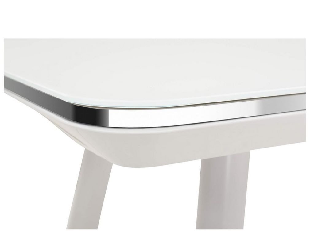 Maja Möbel Schreibtisch Deignermodell mit Glasplatte weiß, 73*120cm, stabil, elegant