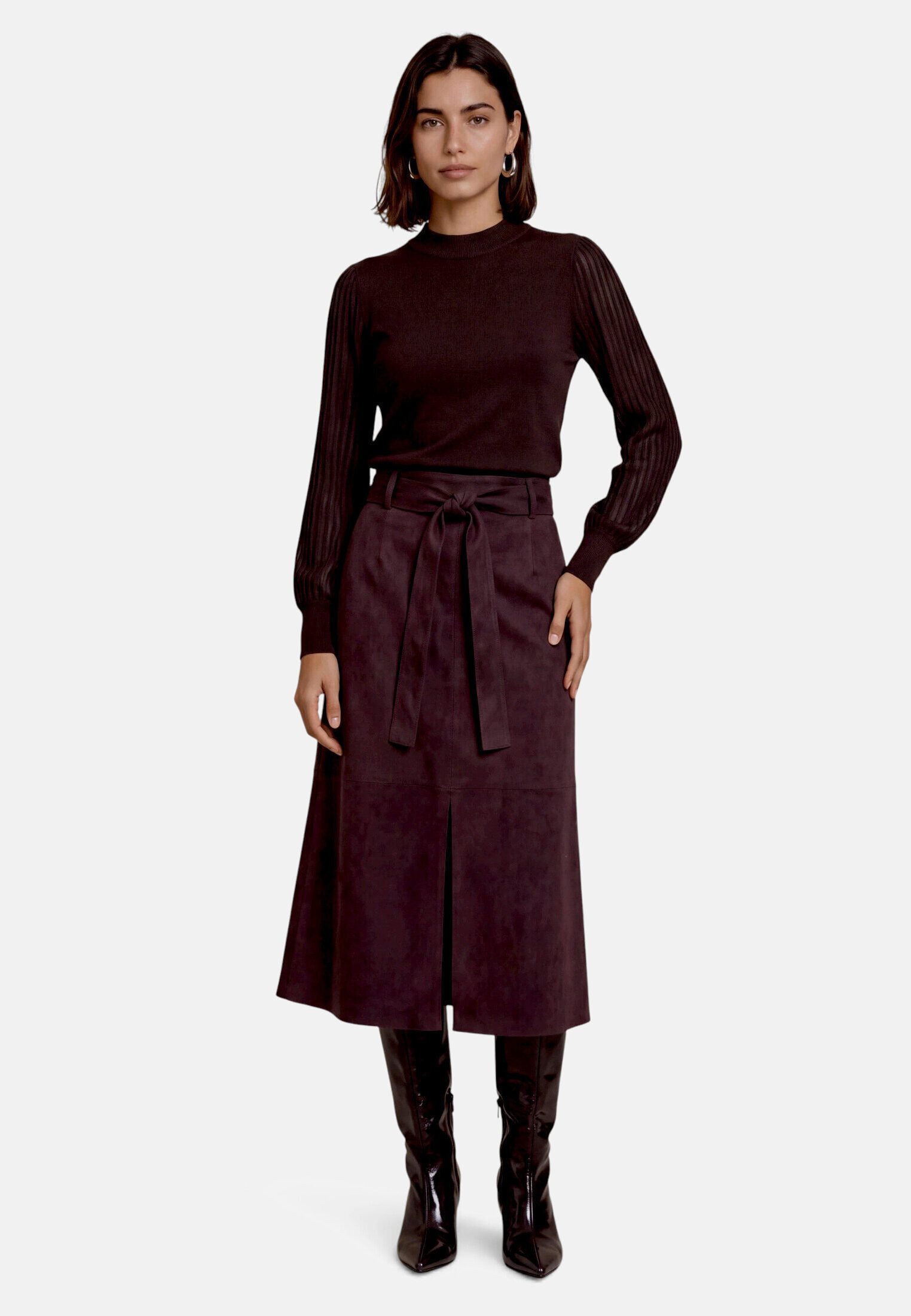 Zero Strickpullover Damen mit Spitzenärmeln (1-tlg) Struktur