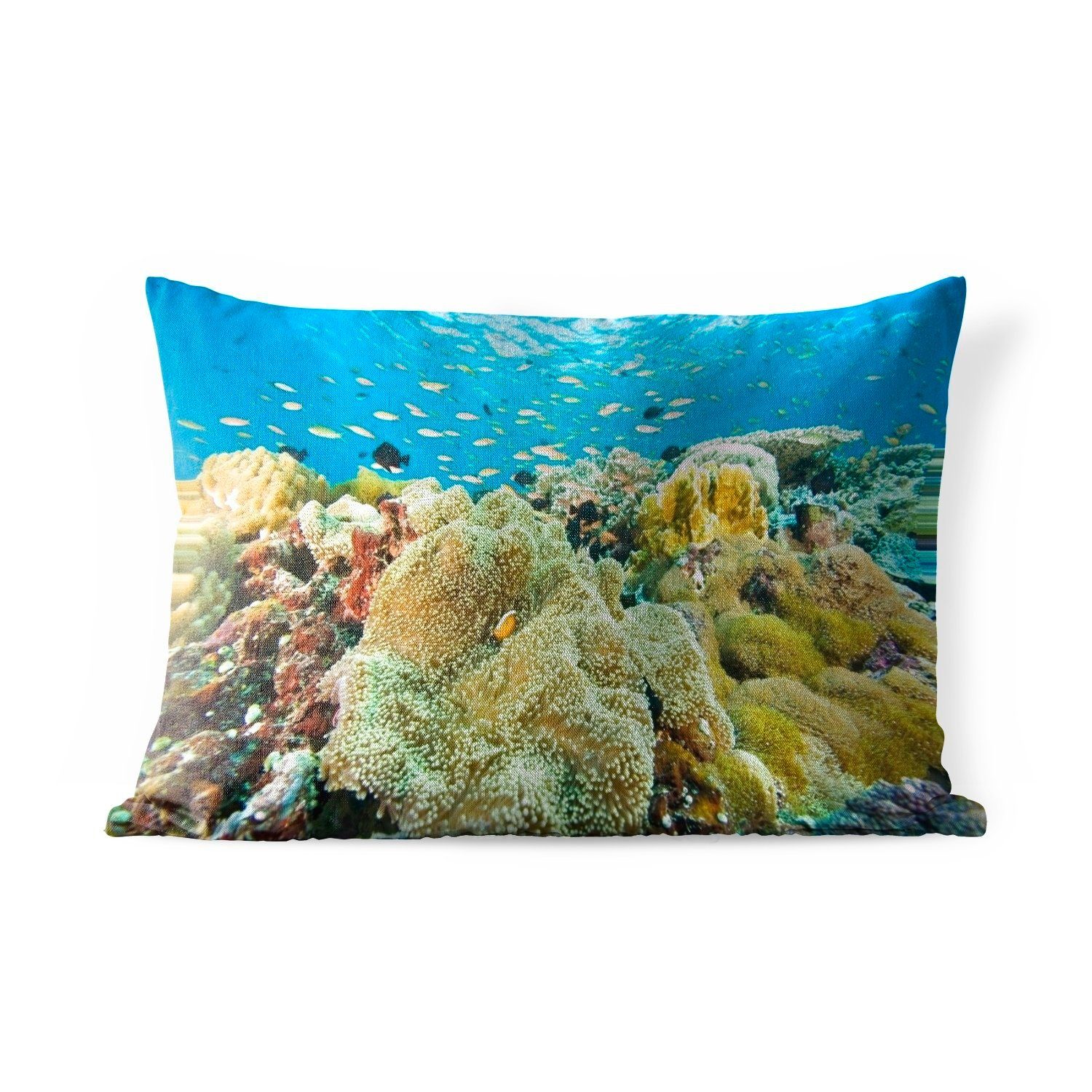 MuchoWow Dekokissen Korallenriff vor der Küste der malaysischen Insel Sipadan in Asien, Outdoor-Dekorationskissen, Polyester, Dekokissenbezug, Kissenhülle
