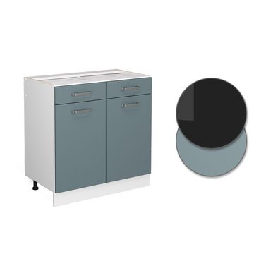 Vicco Schranksystem R-Line, Blau-Grau/Weiß, 80cm mit Schubladen und Türen, ohne AP