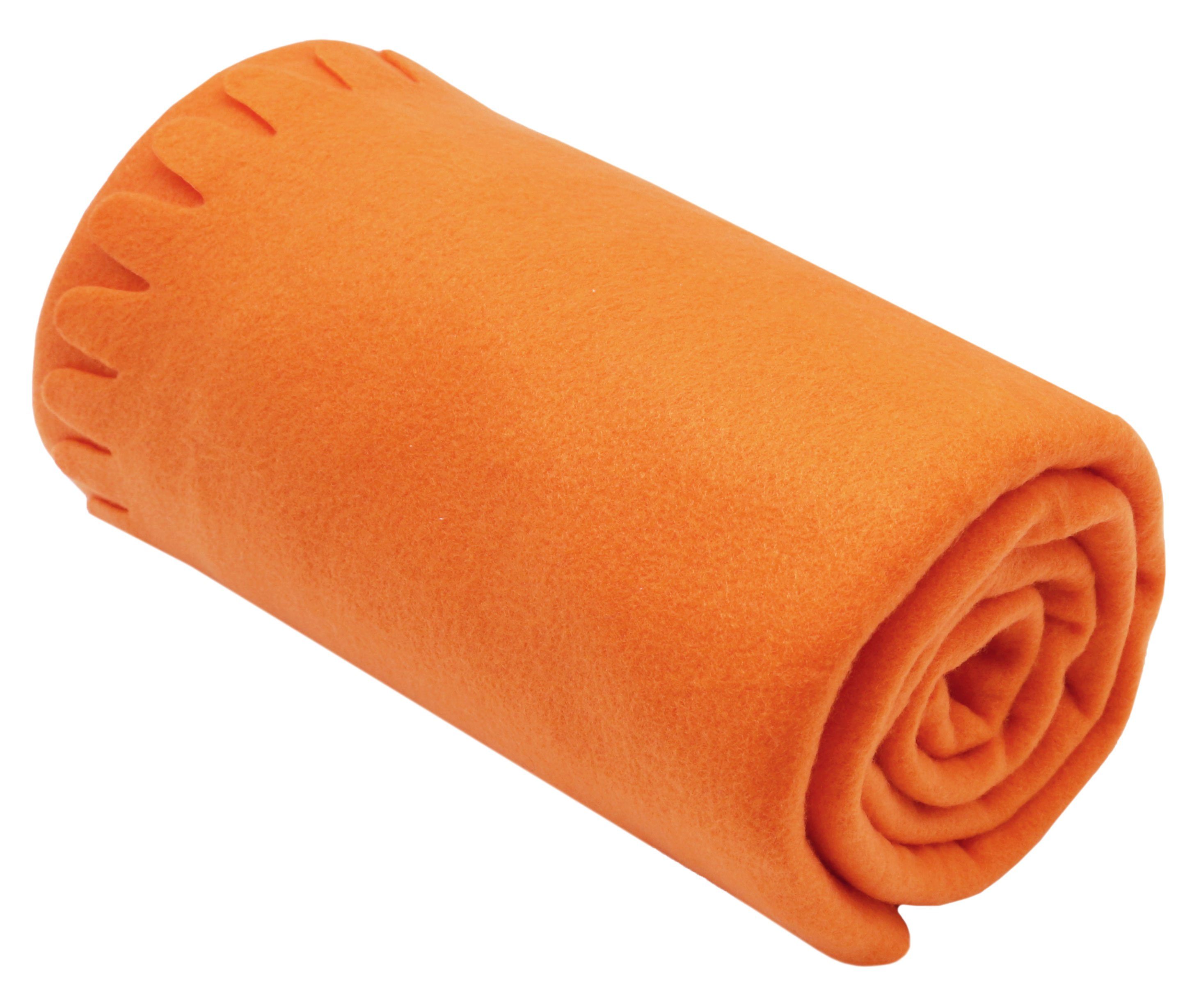 Wohndecke, ZOLLNER, stylische In 130 vielen 100% 170 x Farben cm, verfügbar orange Polyester, Farben vielen verfügbar, Wellenkante, in