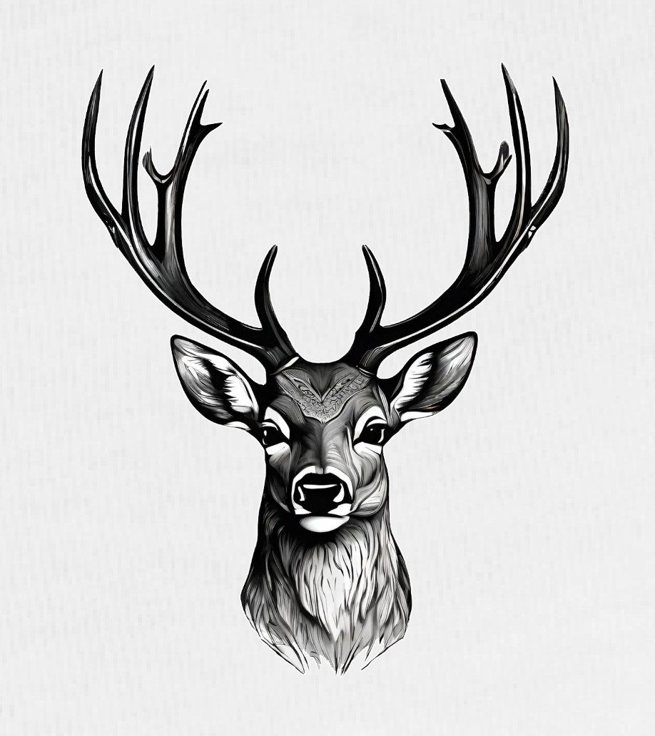 Baddery Print-Shirt Damen Jäger T-Shirt: "Hirschkopf" - Geschenk für Jägerinnen, hochwertiger Transferdruck, aus Baumwolle