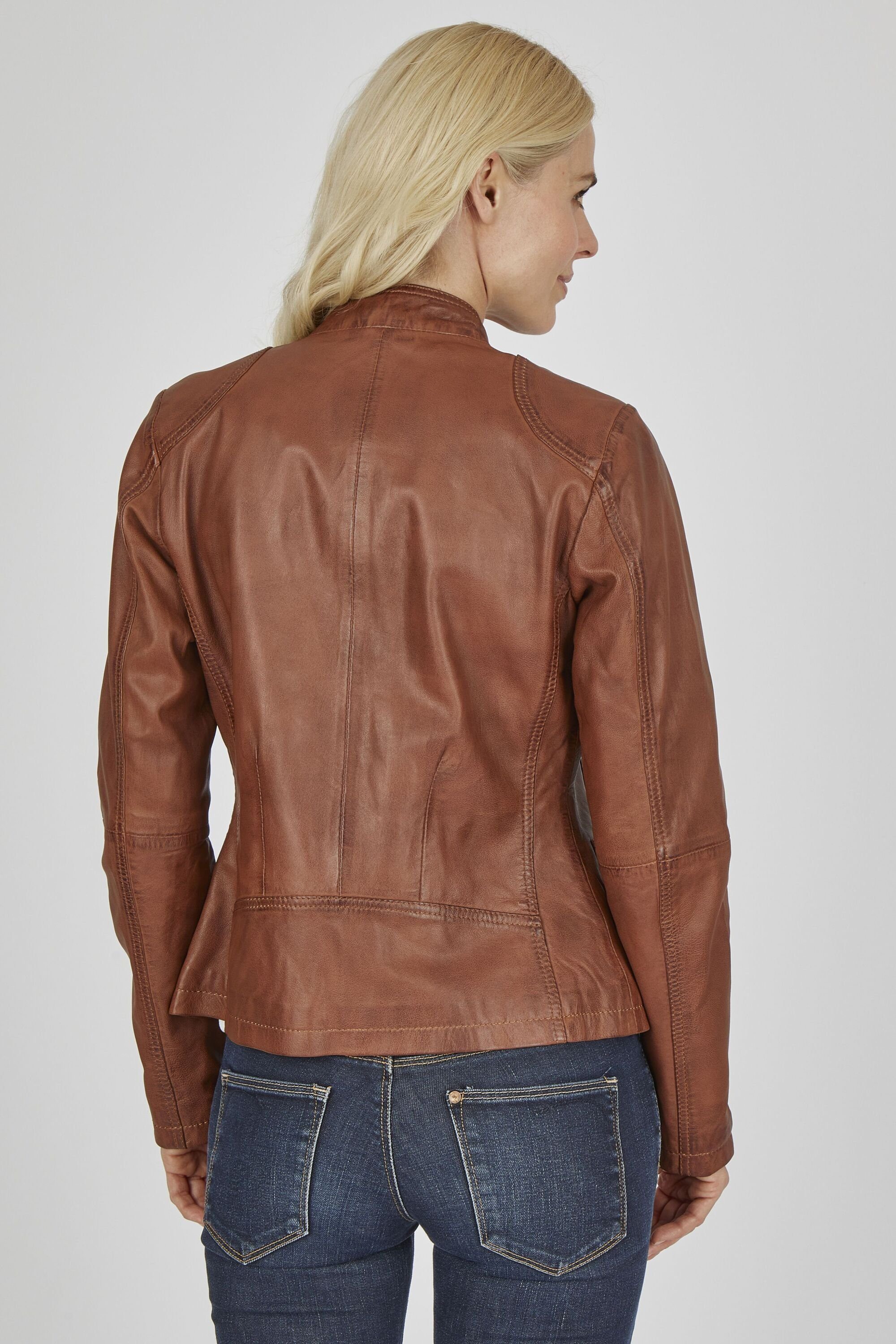 7eleven Lederjacke SETRINA (1-St) mit Ziernähten