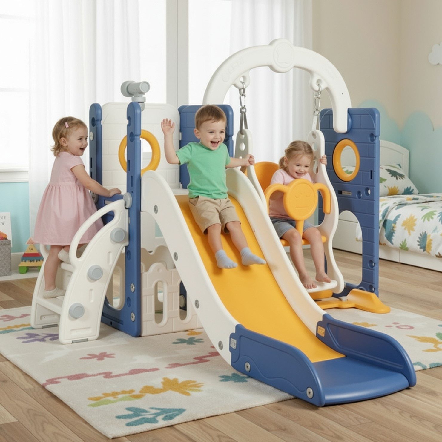 TLGREEN Rutsche 5-in-1 Kinderrutsche, Gartenrutsche Breite Stufen und Griff günstig online kaufen