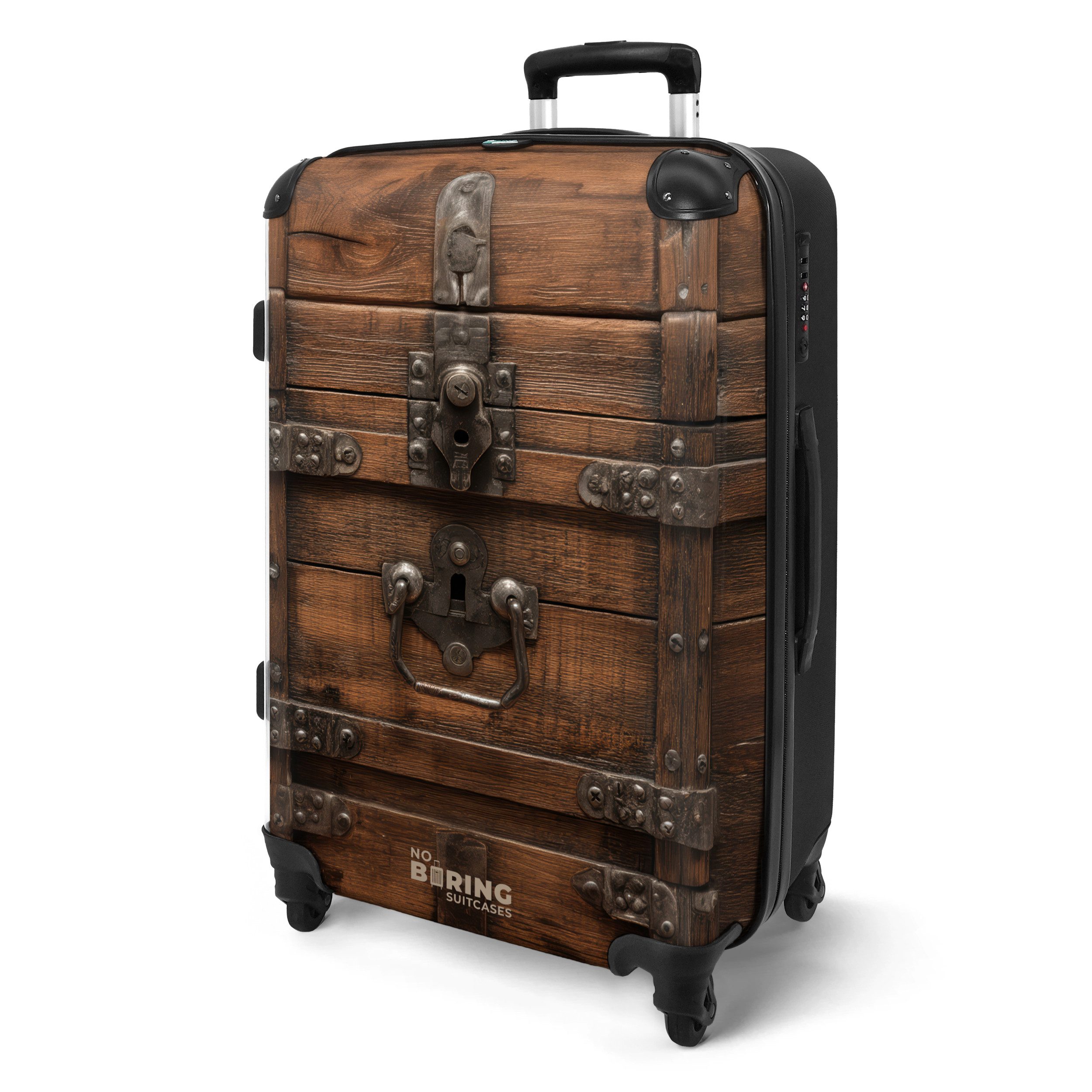 NoBoringSuitcases.com© Hartschalen-Trolley Verschlossene Holzkiste mit Meta günstig online kaufen