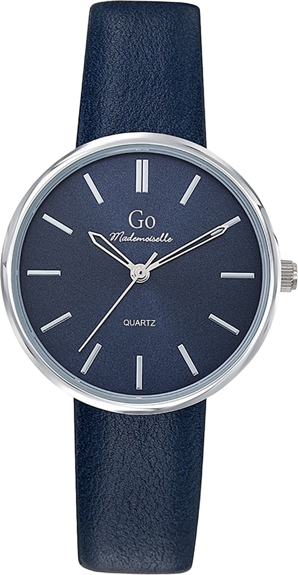 Girl Only Quarzuhr Girl Only GO Damen Armbanduhr, (Analoguhr), Damenuhr GO dunkelblau, mittel (ca. 34mm) Lederarmband, Fashion-Style