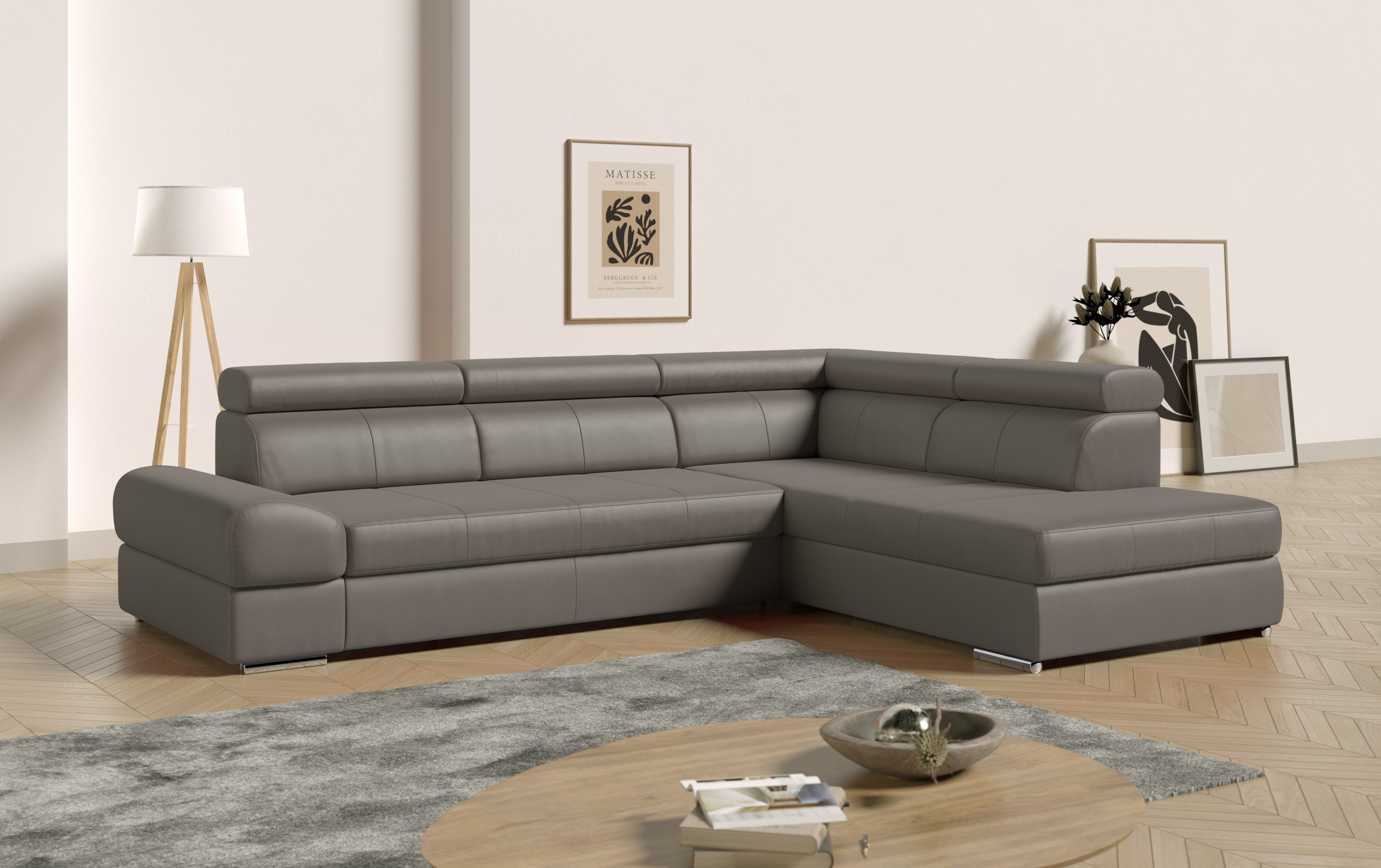 sit&more Ecksofa Broadway L-Form, mit verstellbaren Kopfteilen, wahlweise mit Bettfunktion