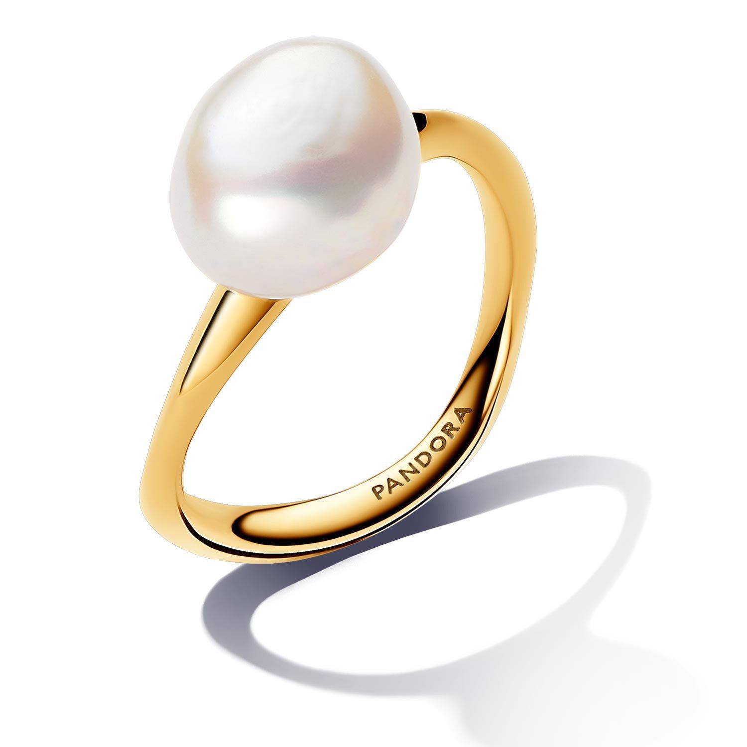 Pandora Fingerring mit Barockperle Goldfarben günstig online kaufen