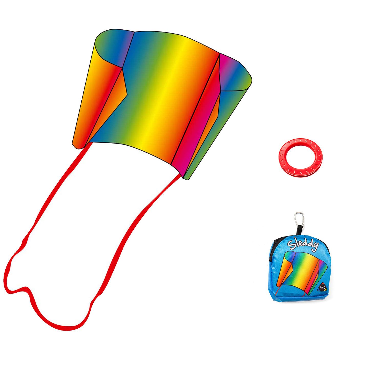 HQ Flug-Drache Kinderdrachen HQ Sleddy Einleiner Drachen ab 5 Jahren, der Sleddy wird flugfertig mit Schnur und Spule geliefert