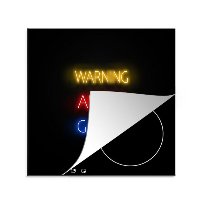 MuchoWow Herdblende-/Abdeckplatte Gaming - Zitate - Warnung wütender Gamer - Neon Vinyl (1 tlg) Ceranfeldabdeckung Arbeitsplatte für küche