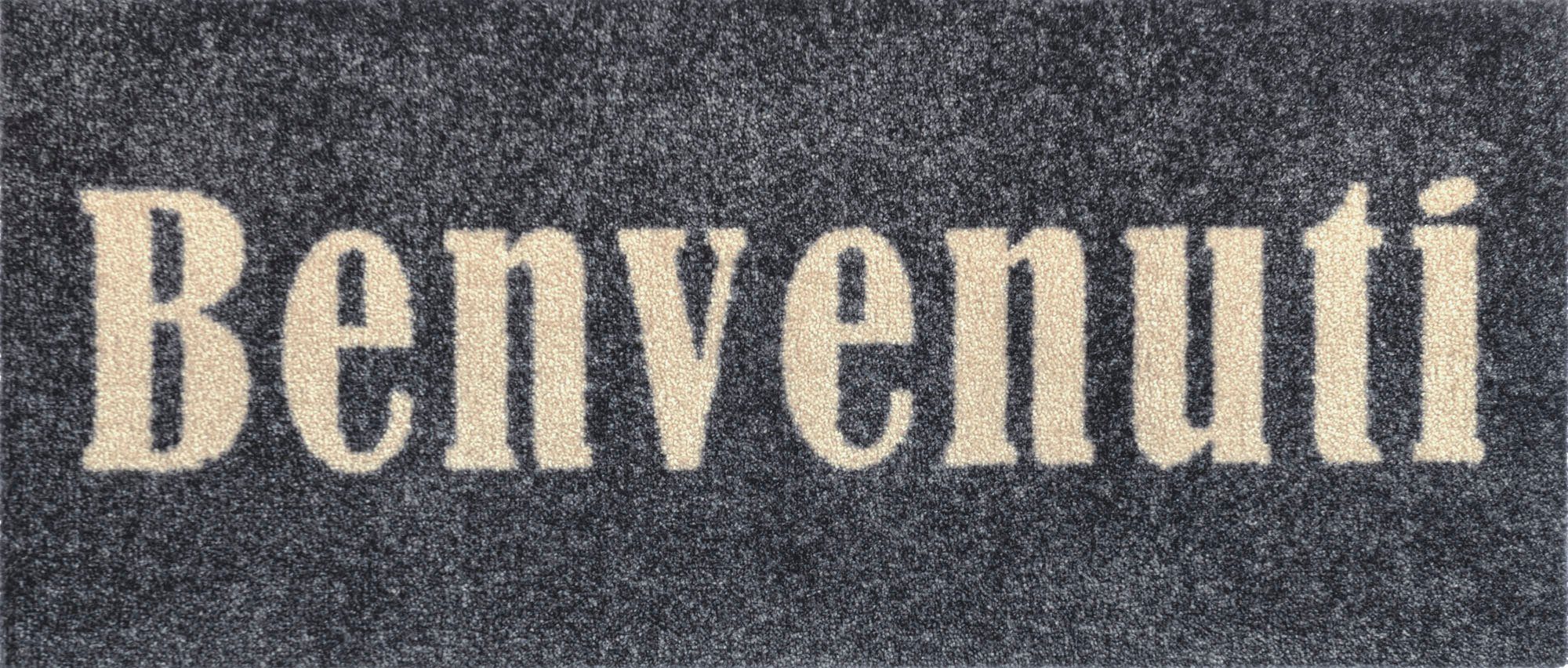 Fußmatte Benvenuti graphite, Höhe: 9 mm Kleen-Tex, by wash+dry rechteckig